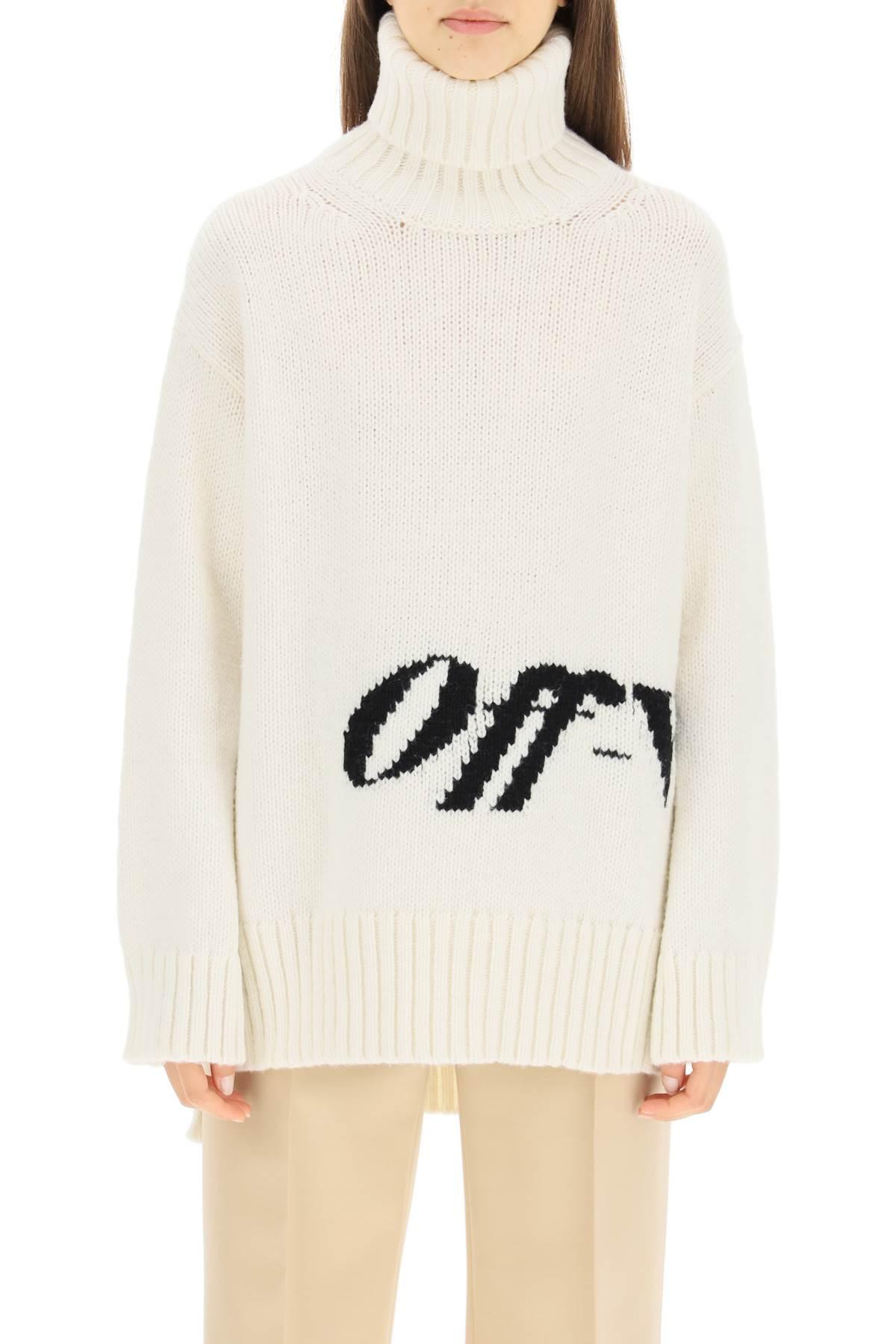 Off-White c/o Virgil Abloh Wool Turtleneck Sweater With Logo Intarsia