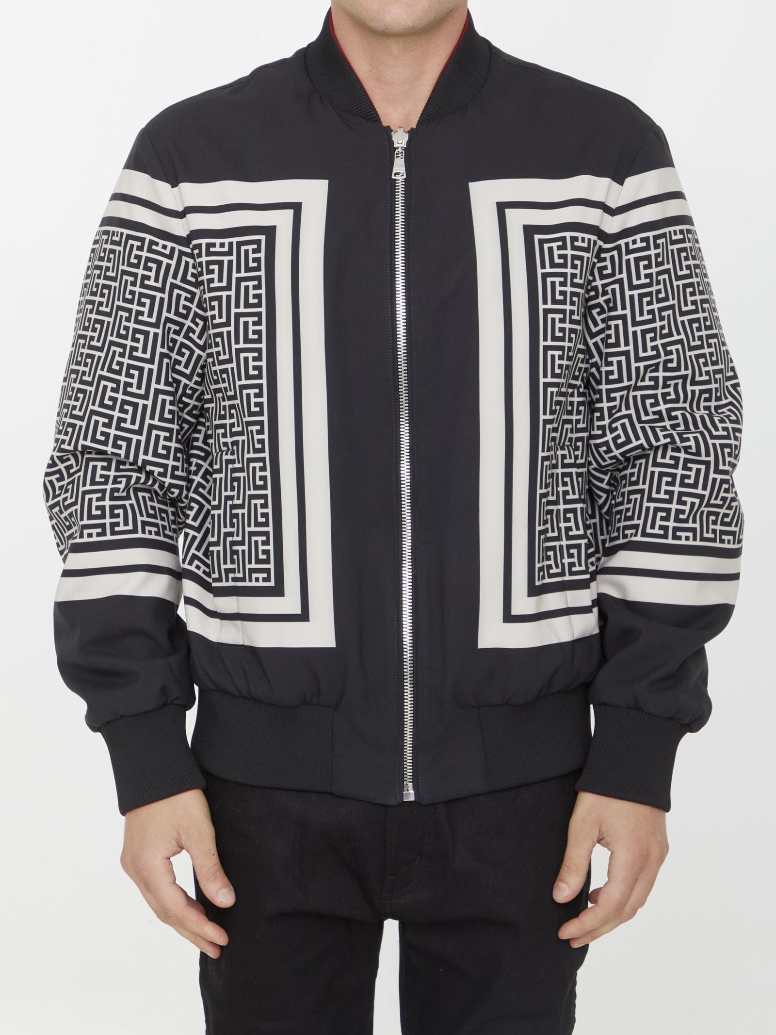 BALMAIN: velvet bomber jacket with monogram - Dark