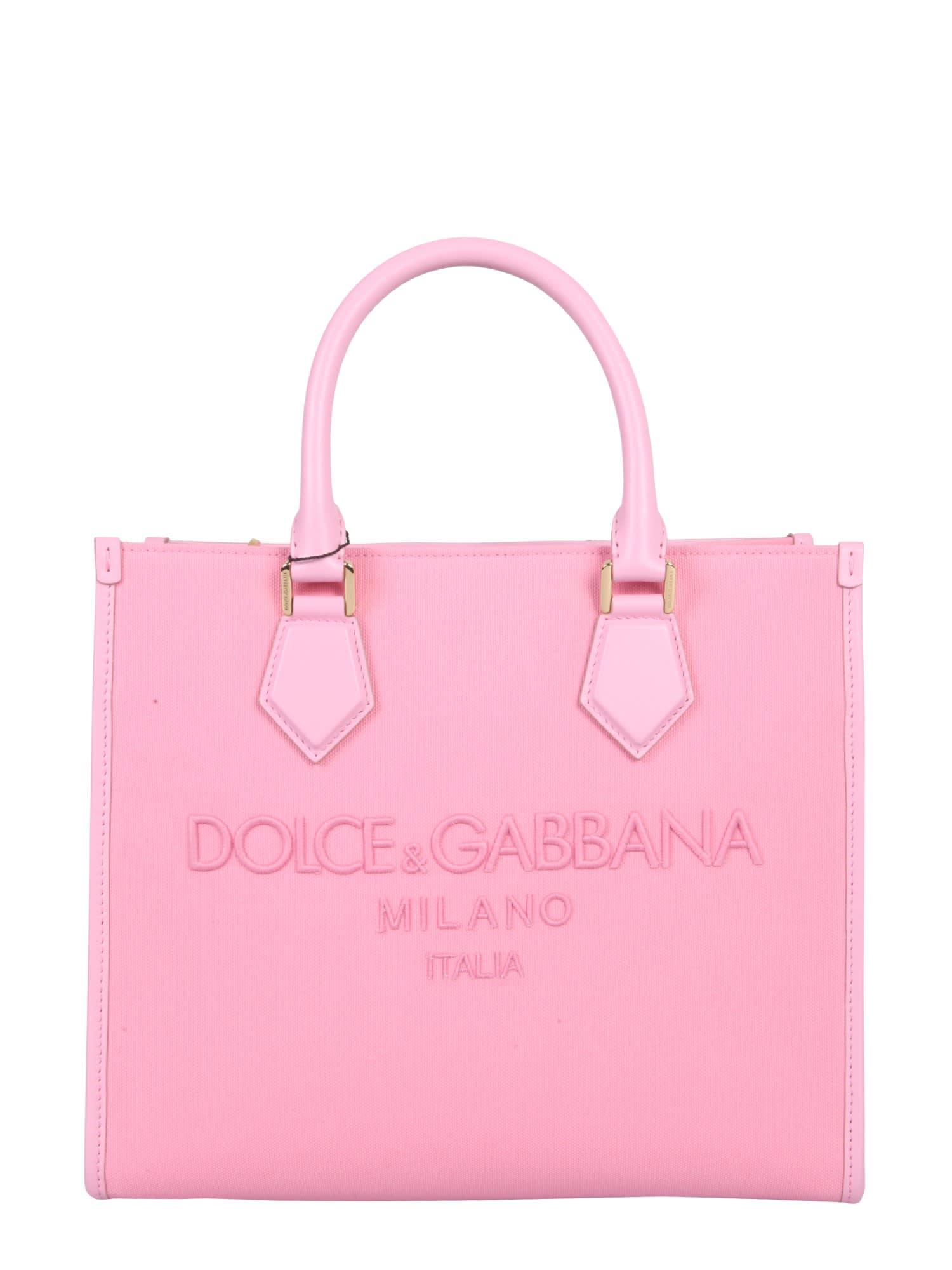 Dolce & Gabbana Canvas Shopping Bag in Pink | Lyst