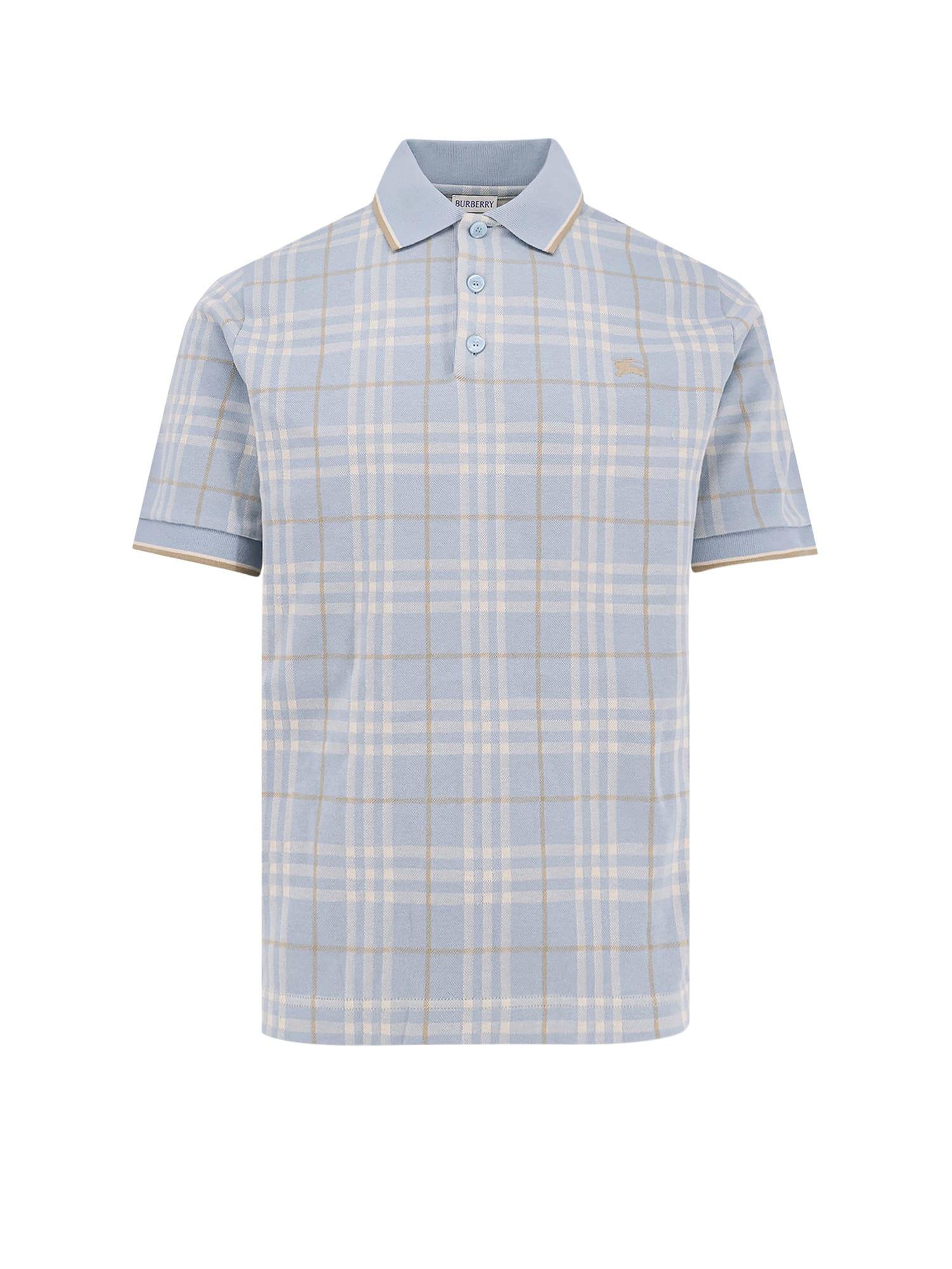 ポロシャツ Burberry Stan Polo Shirt With Check Print Burberry Stan Polo Shirt With Check Print in Blue for Men | Lyst