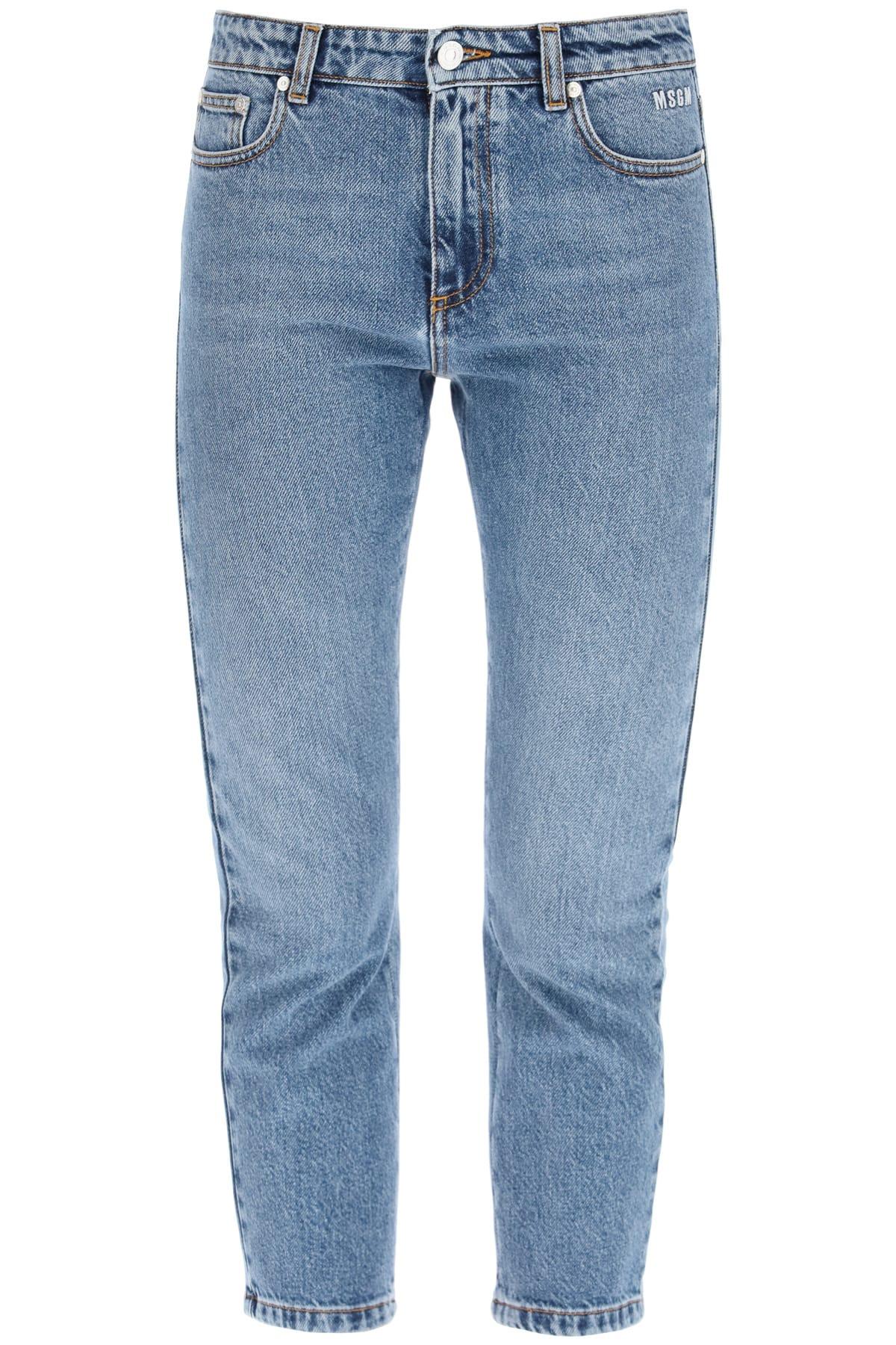 MSGM Denim Jeans With Logo Print in Blue - Save 42% | Lyst