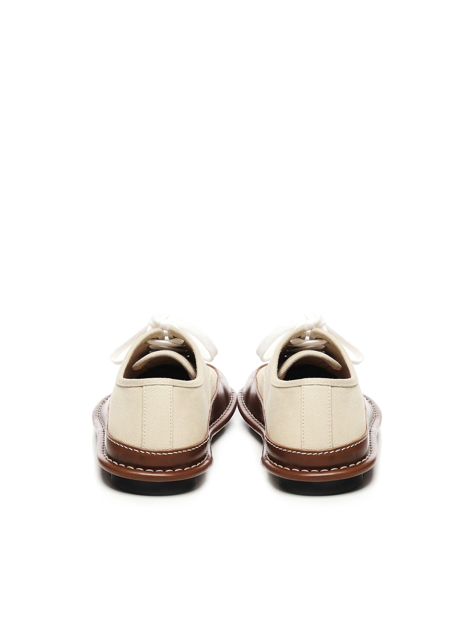 Loewe Bay Canvas And Calfskin Lace-Up Shoes in White for Men