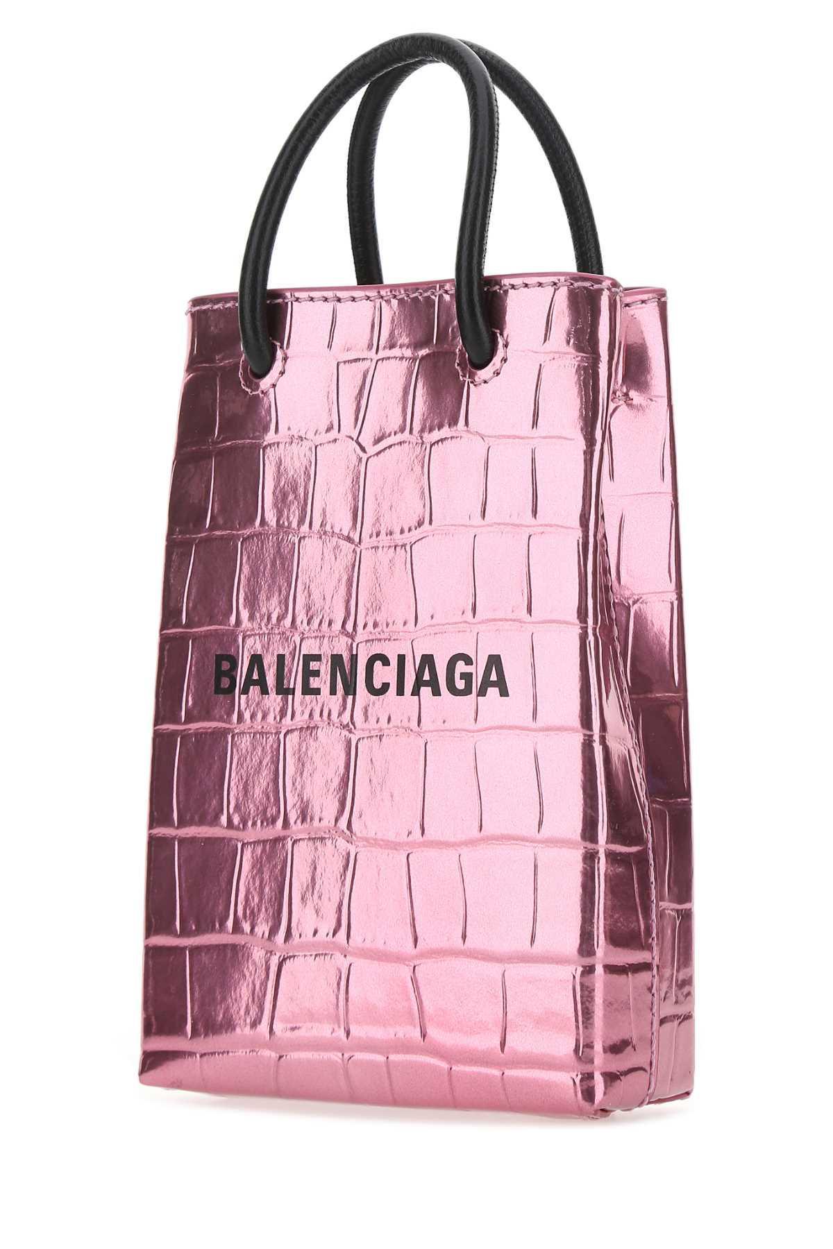 Balenciaga Logo Printed Mini Shopping Bag in Pink | Lyst