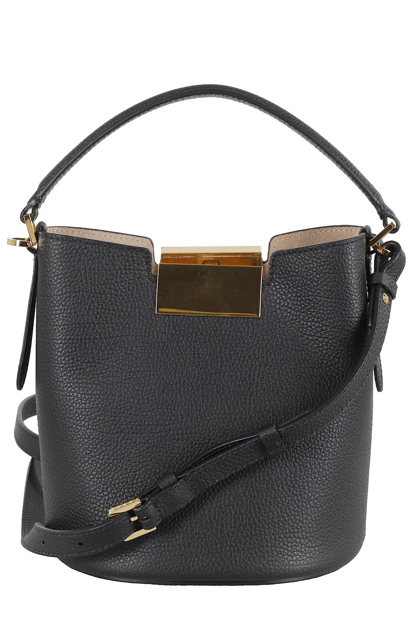 MARNI｜CROSSBAGS (MINI BUCKET (SCMP0056Q1 P3860 00M50)) Tropicalia Small Bucket Bag in black leather and raffia