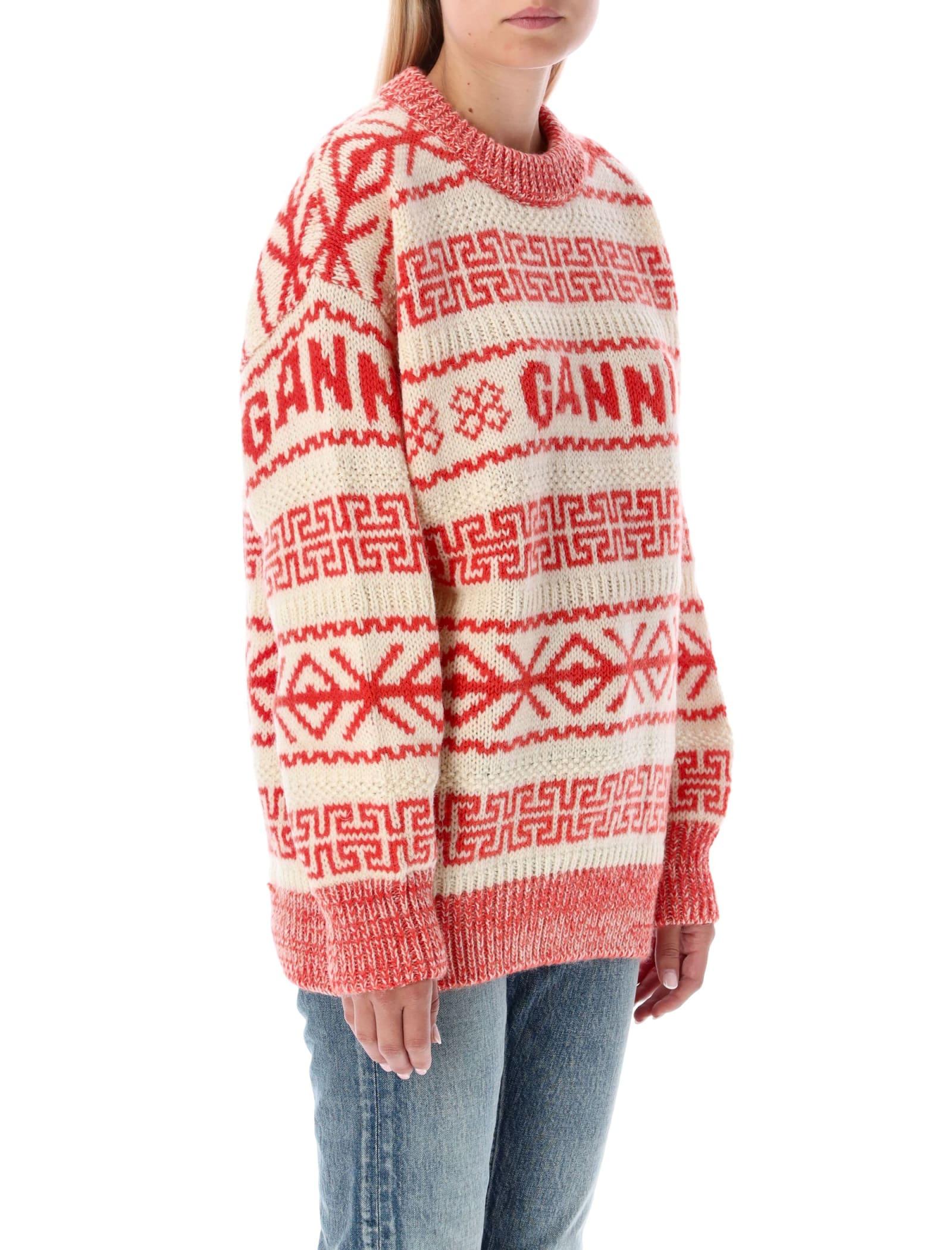 Ganni Intarsia Logo Sweater | Lyst