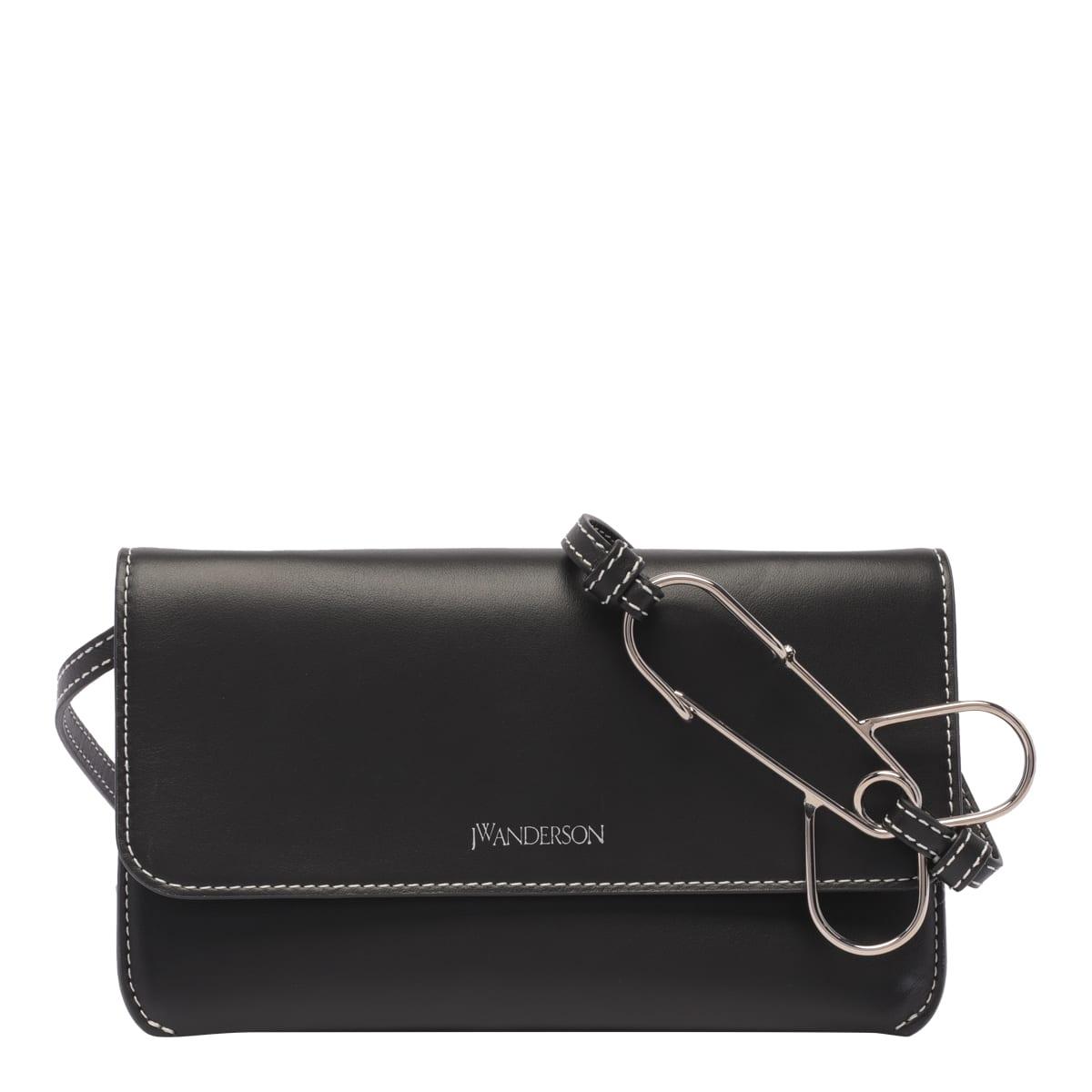 LEATHER CARDHOLDER WITH PENIS PIN STRAP in black