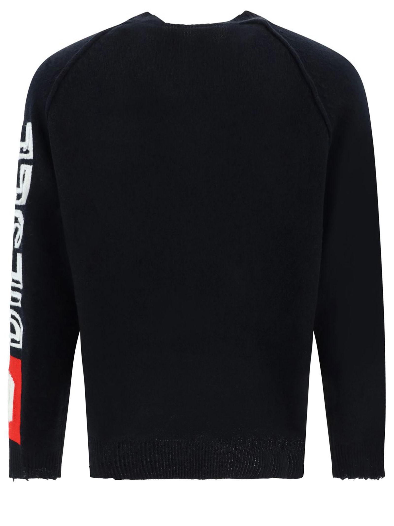 DIESEL ニット K-SARIA KNITWEAR Men's Wool crewneck sweater with cut-up logo | Black | Diesel