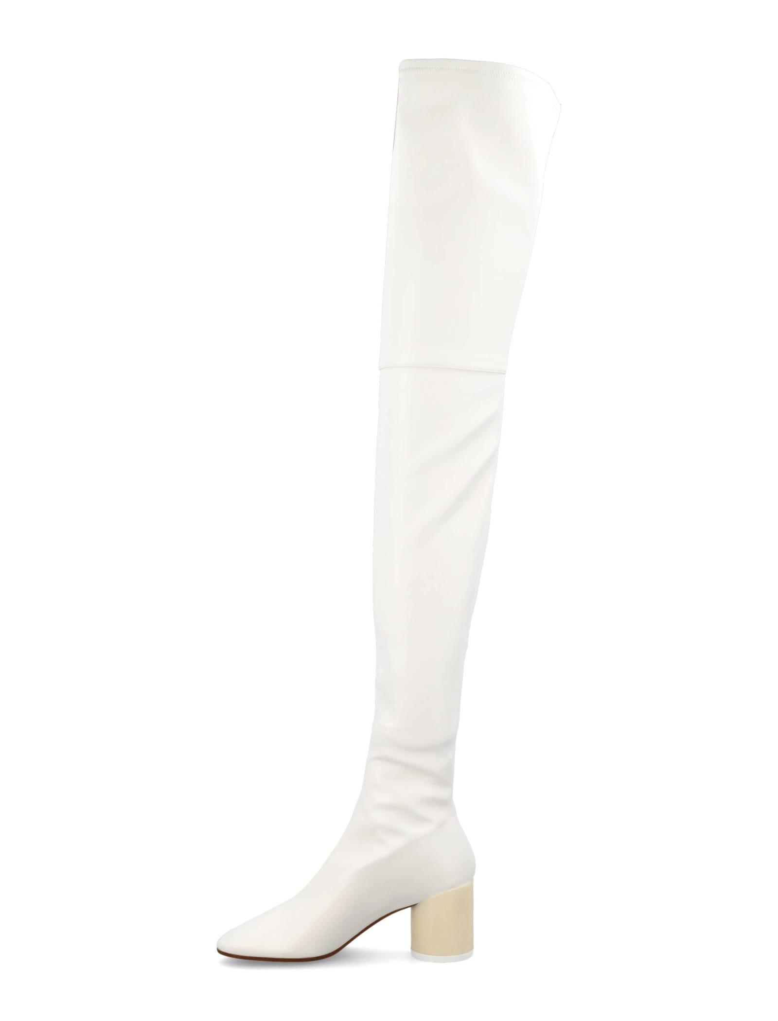 MM6 by Maison Martin Margiela Overknee Boots in White | Lyst