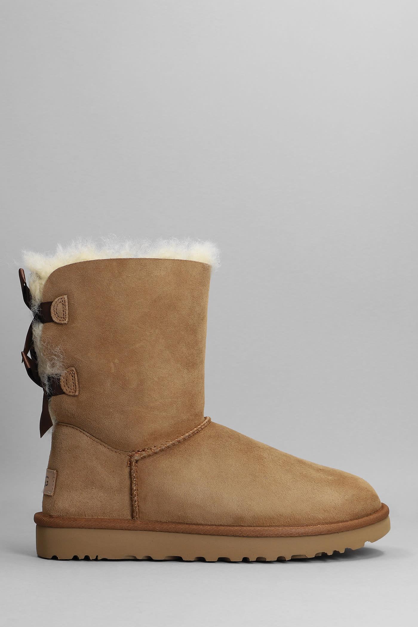 UGG Bailey Bow Ii Low Heels Ankle Boots In Leather Color Suede in Brown |  Lyst