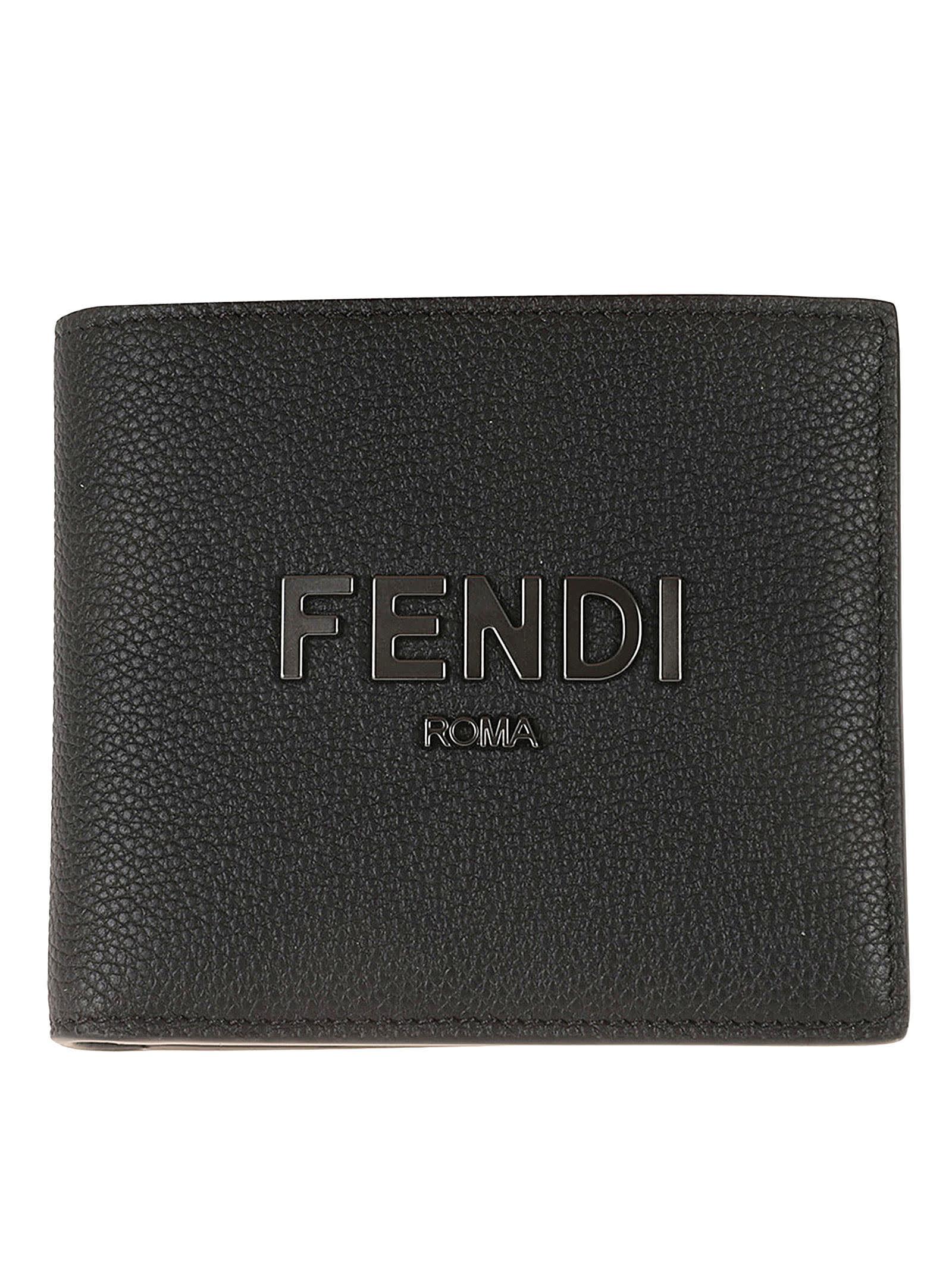 Fendi Logo Embossed Bi-fold Wallet in Black for Men | Lyst