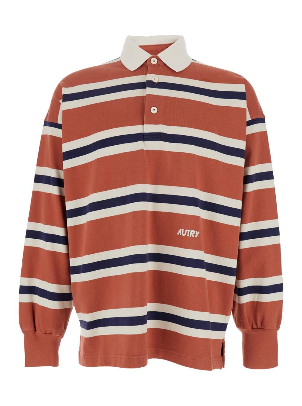 【送料&関税込】Autry T-shirt With Logo Embroidered Autry Bowling Short Sleeve Knit Shirt