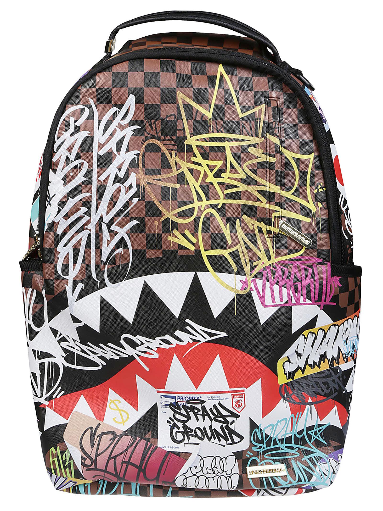 Sprayground Tagged Up Sharks In Paris Backpack in Black for Men | Lyst