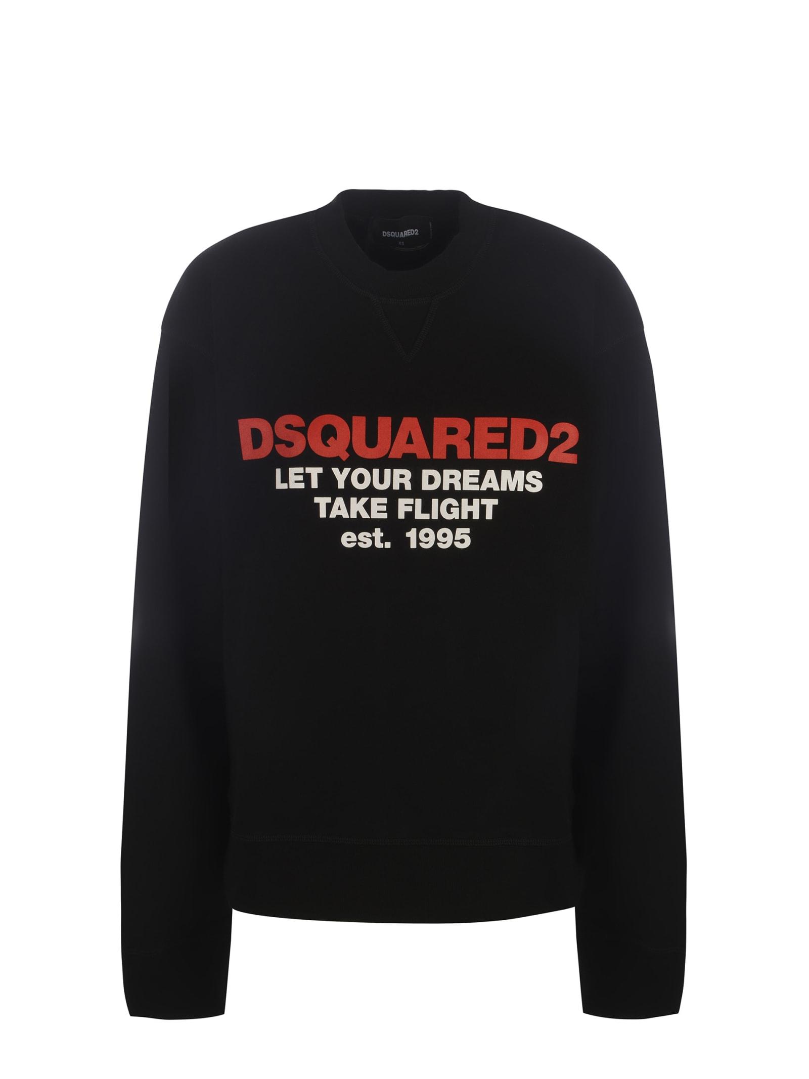 DSquared² Cotton Sweatshirt in Black | Lyst