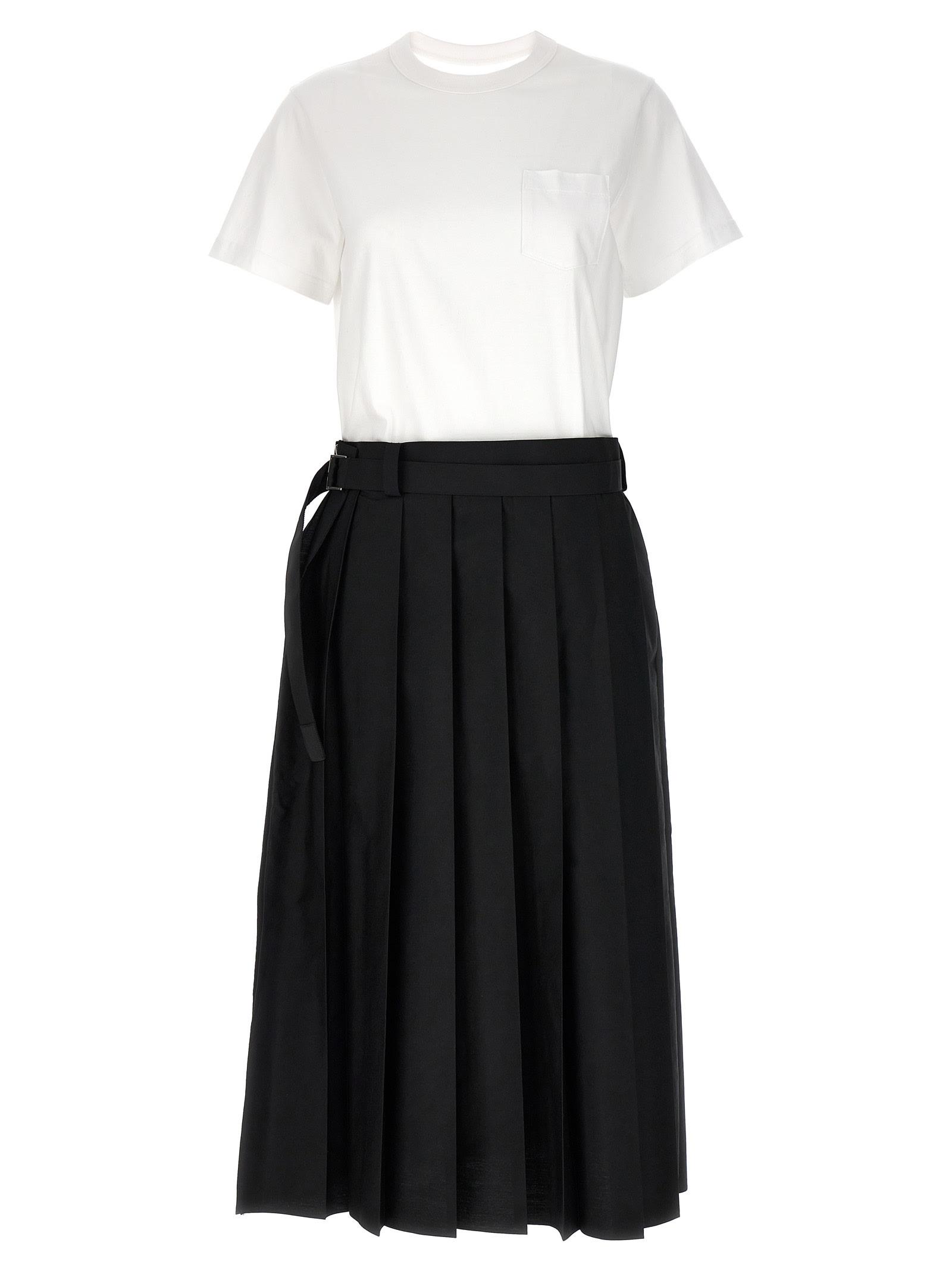 Black and white pleated skirt dress sale