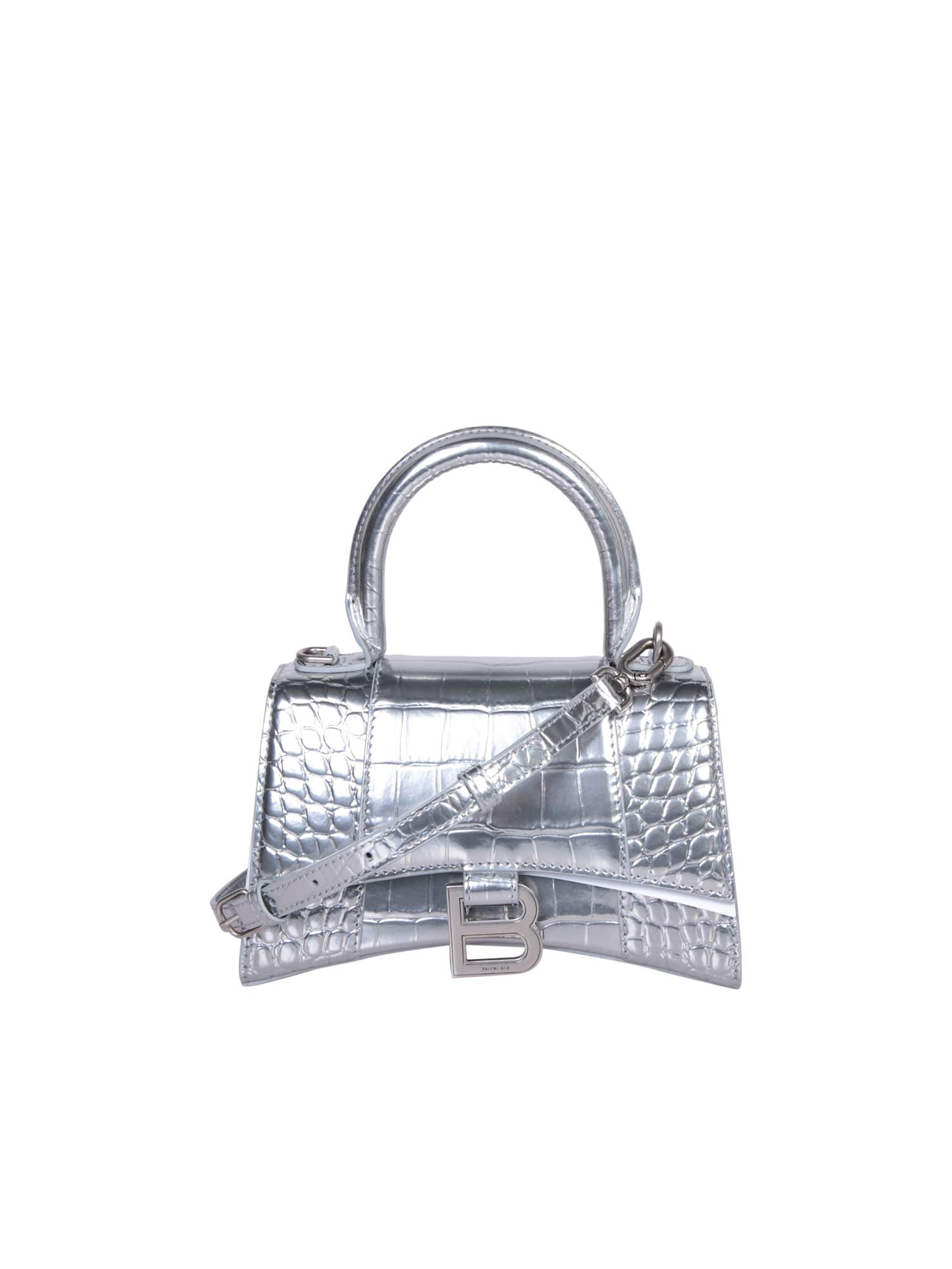 Balenciaga Hourglass Xs Silver Bag in White | Lyst UK