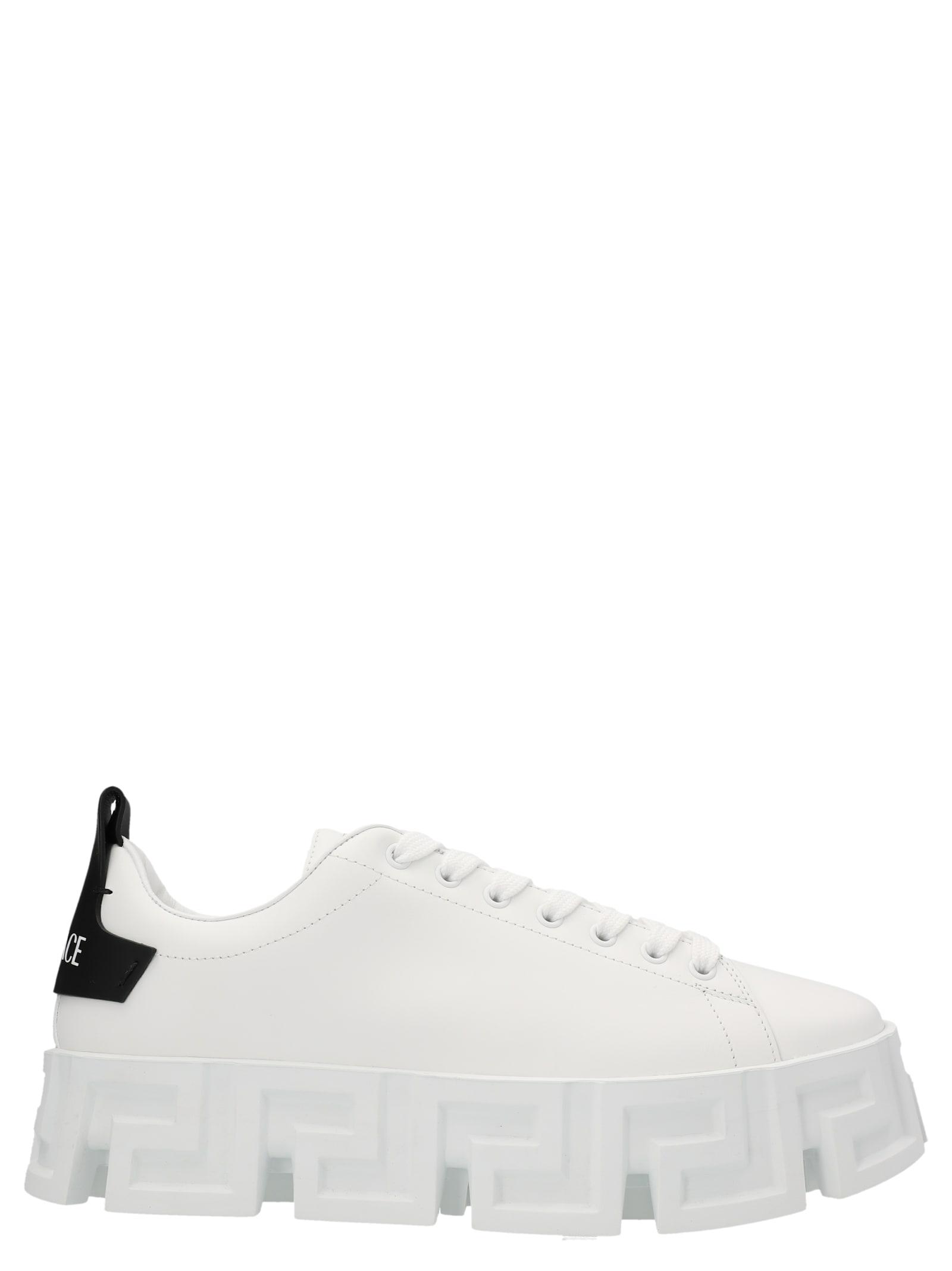 Versace Greca Labyrinth Leather Platform Sneaker in White for Men | Lyst