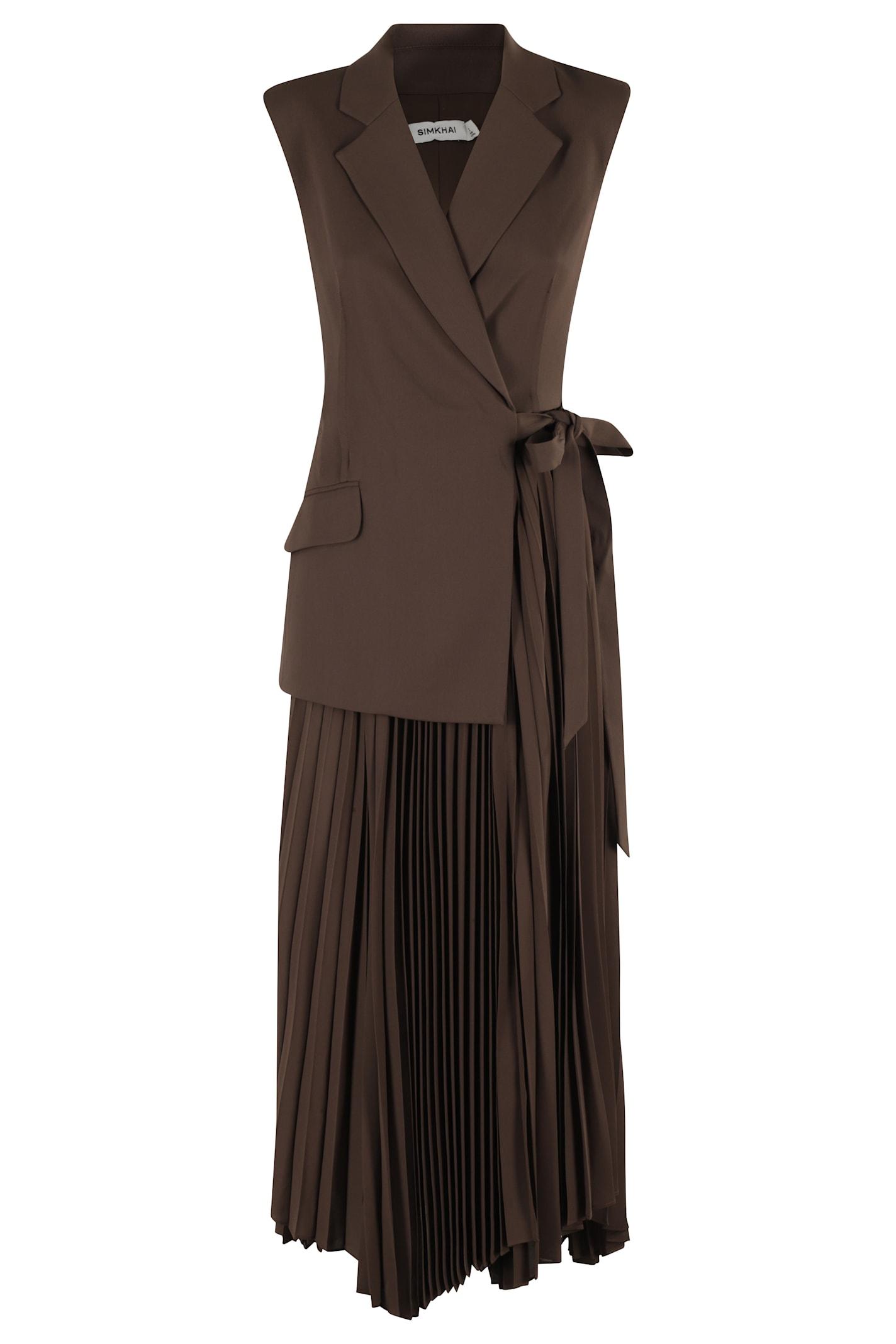 Jonathan Simkhai Helena Combo Blazer Dress in Brown Lyst