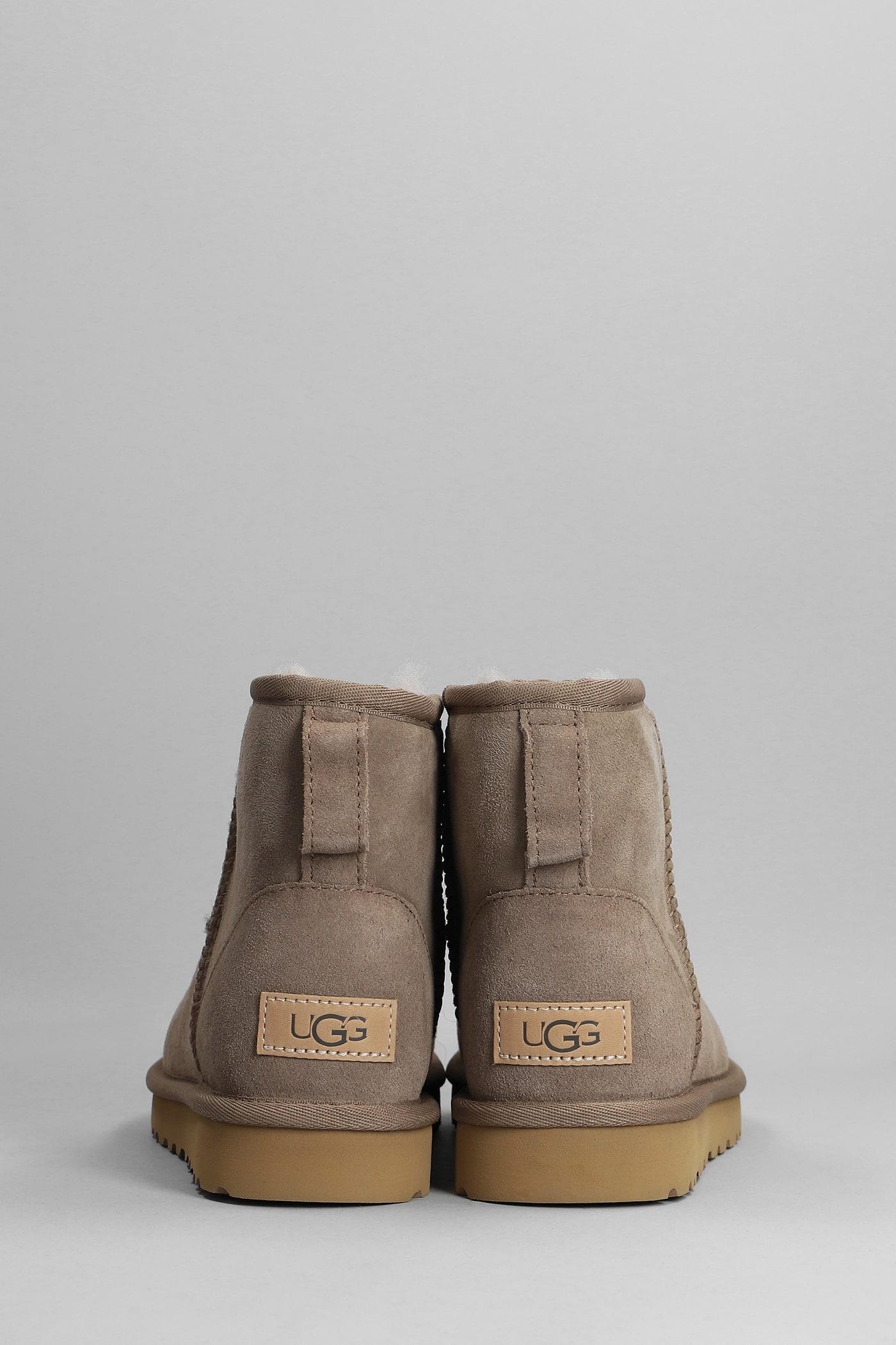 UGG Mini Classic Ii Low Heels Ankle Boots In Taupe Suede in Brown | Lyst