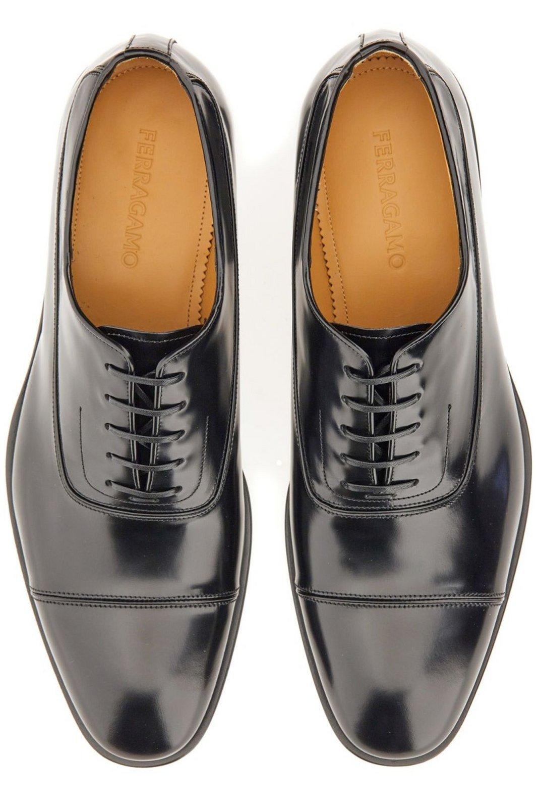 Ferragamo almond-toe leather oxford shoes - Brown