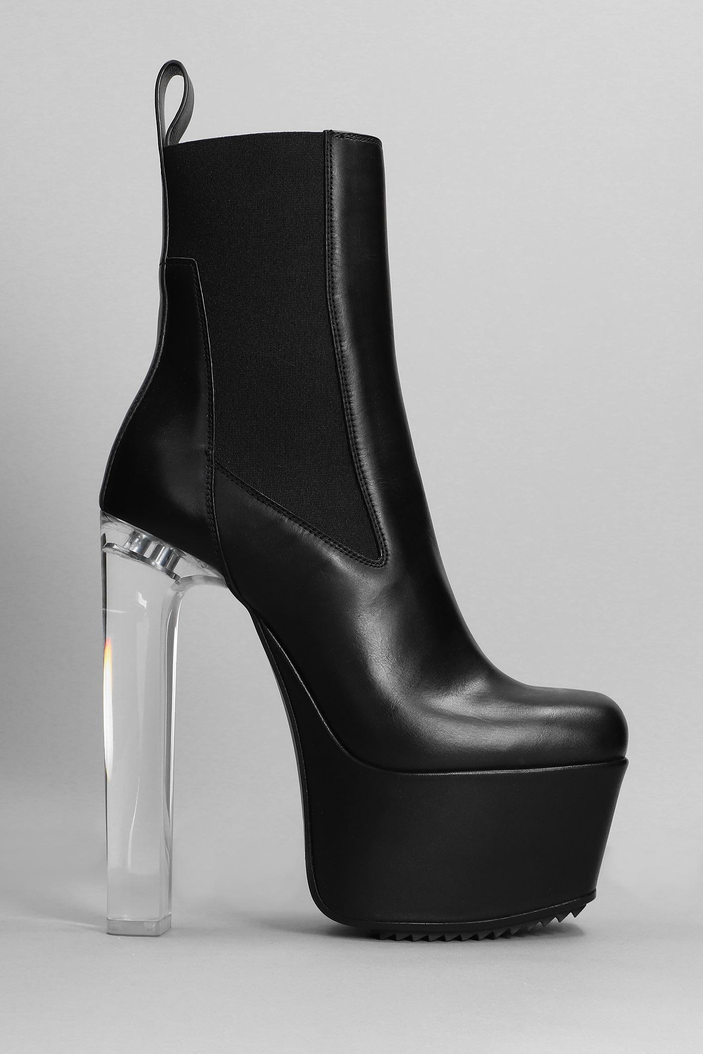Rick Owens High Heels Ankle Boots In Black Leather | Lyst