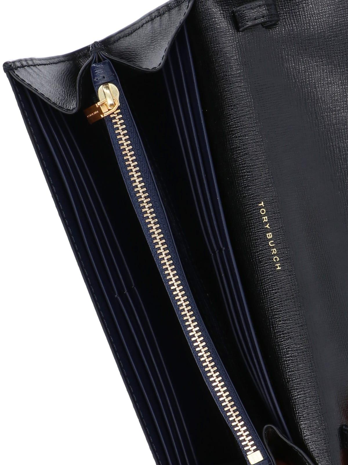 Tory Burch Patent Leather Continental Wallet in Black