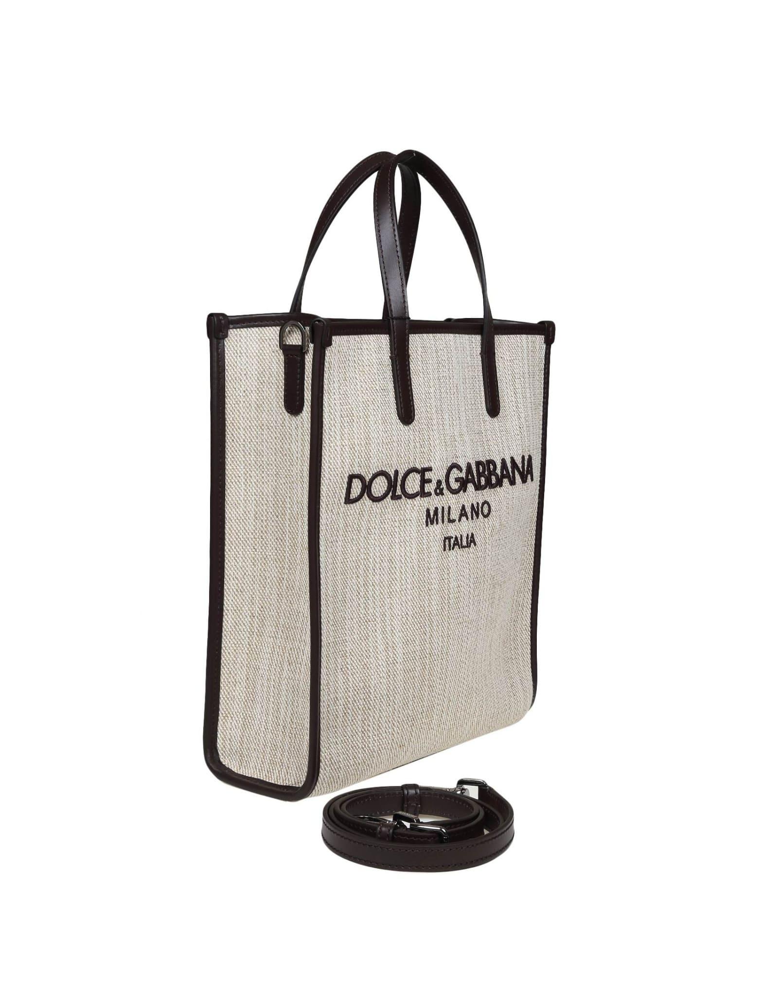 Dolce & Gabbana Small Shopping Bag In Structured Canvas in White for Men |  Lyst