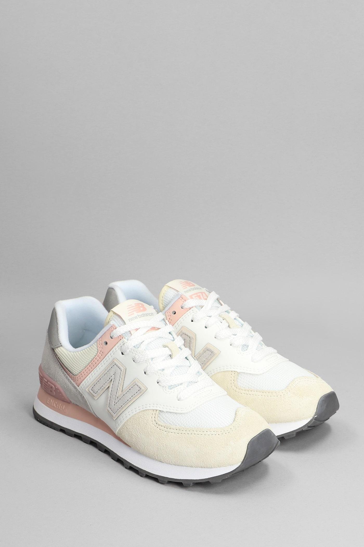 New Balance 574 Sneakers In Beige Suede And Fabric in White | Lyst