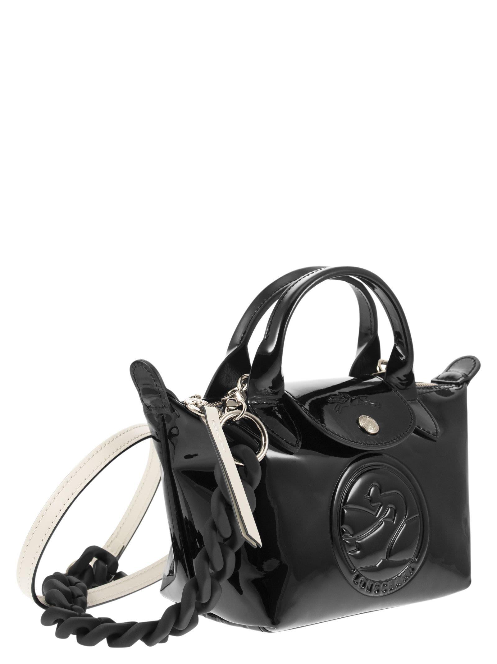 Longchamp Le Pliage Cuir - Xs Gloss Handbag in Black | Lyst