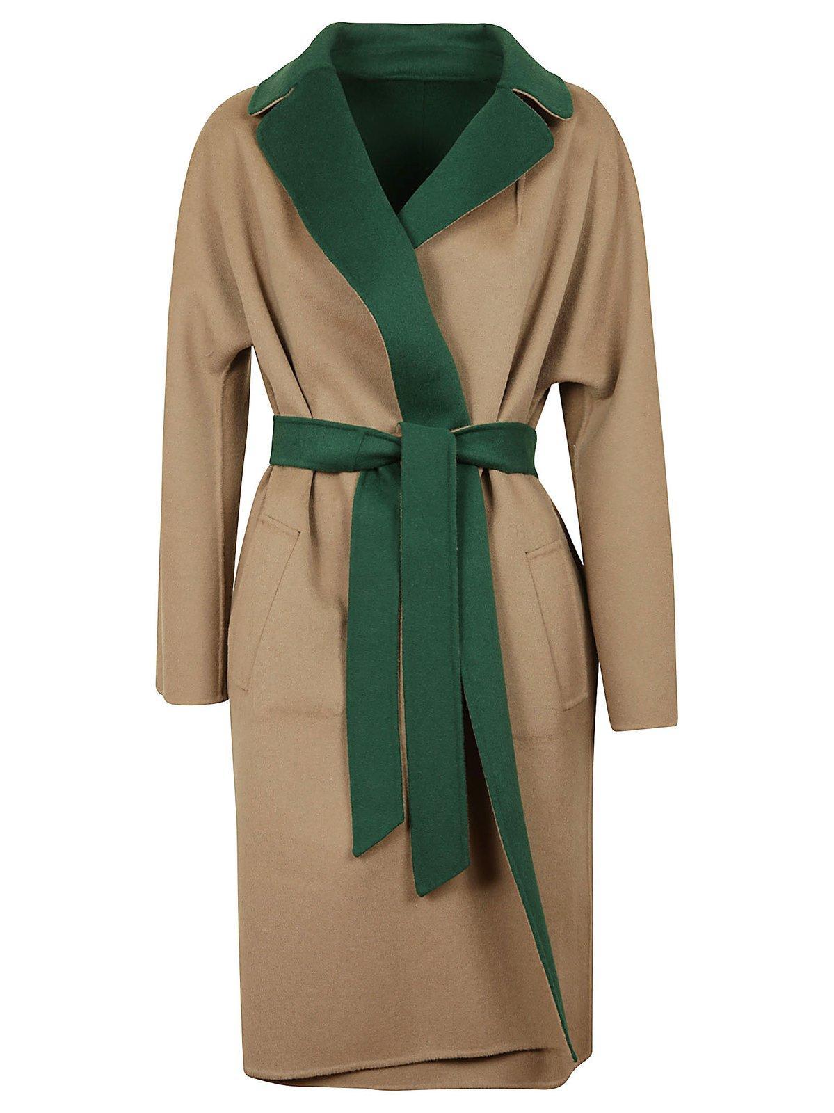 Weekend by Maxmara Long Kimono Sleeve Reversible Coat in Green | Lyst