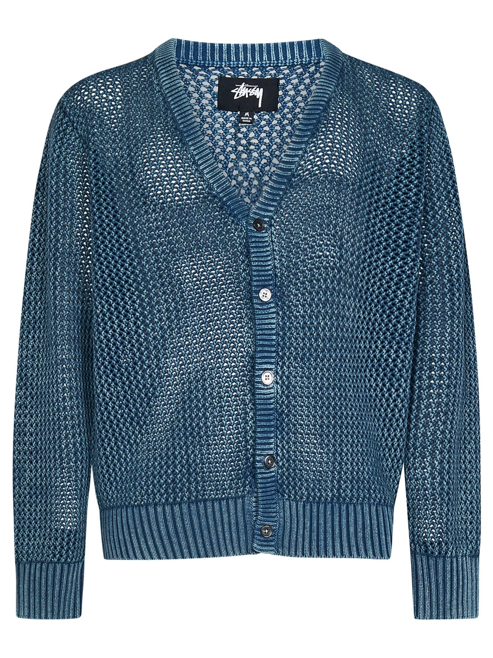 Stussy Loose Gauge Cardigan in Blue for Men | Lyst