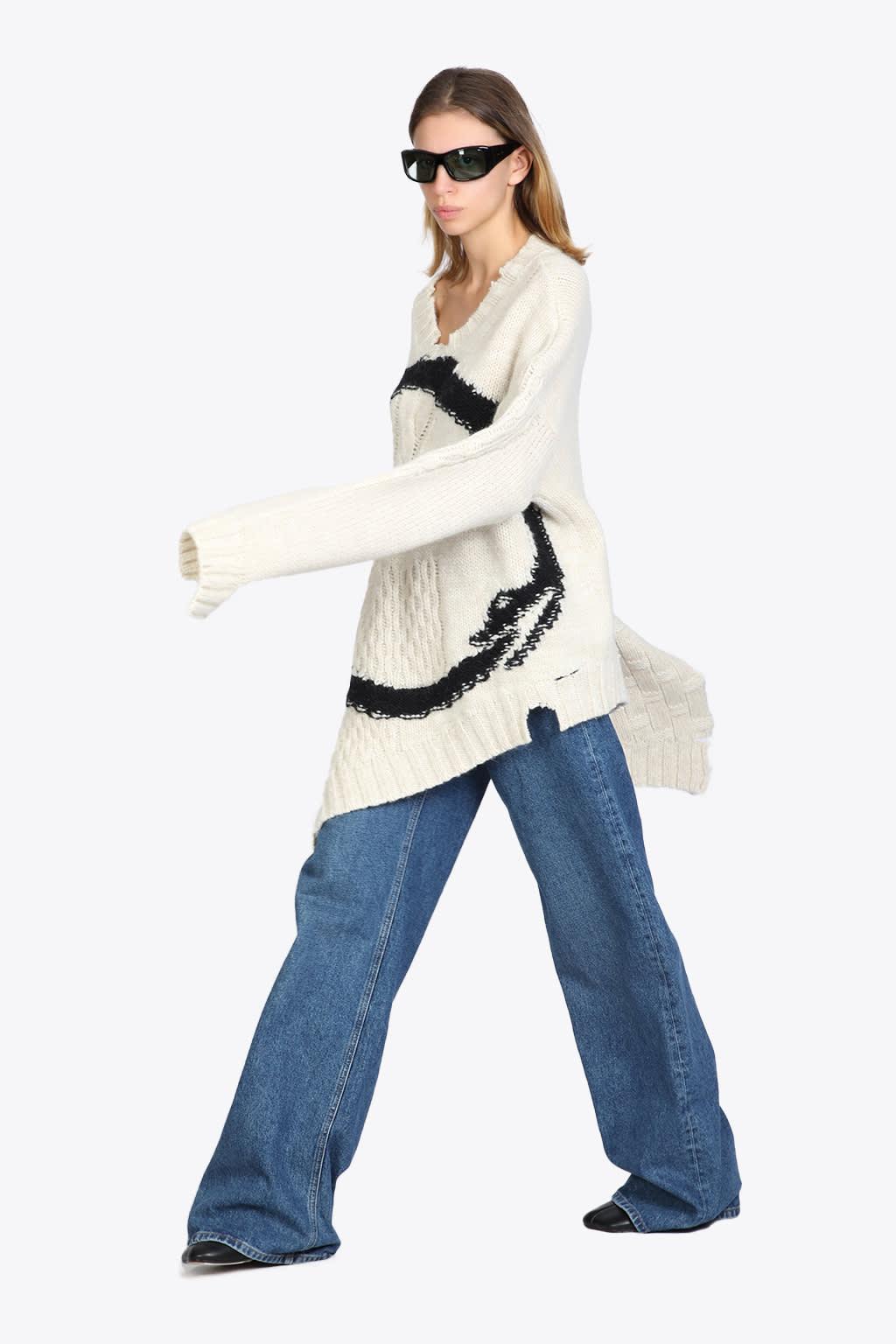 MM6 by Maison Martin Margiela Sweater Mm6 Cream Wool Oversized V