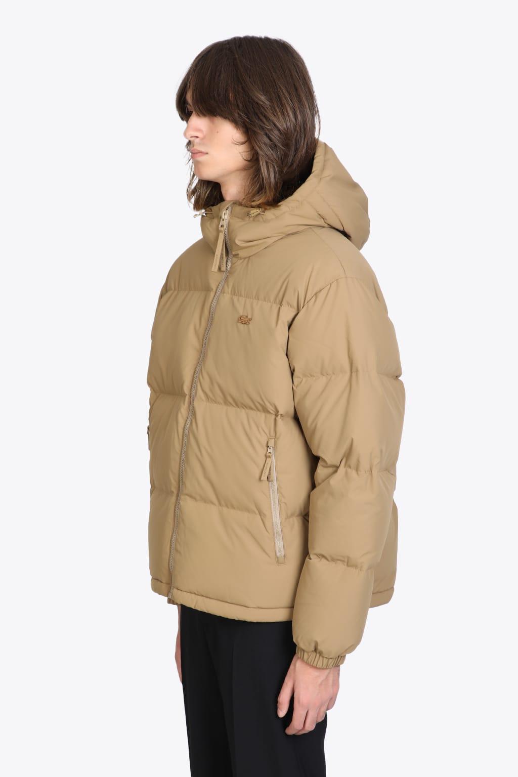 Lacoste Blusone Beige Nylon Hooded Puffer Jacket. in Natural for Men | Lyst
