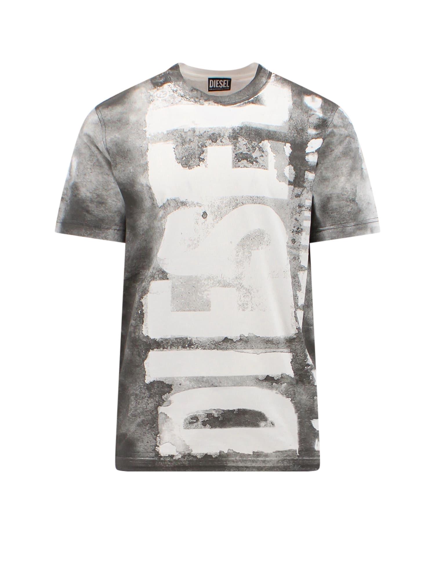 DIESEL T-shirt With Bleeding Logo in Gray for Men | Lyst