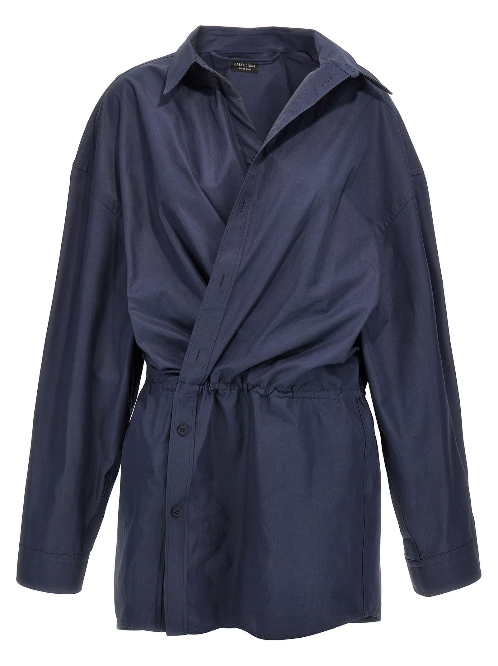 BALENCIAGA バレンシアガ STILE CAMICIA MINI' DRESS ブルー Balenciaga 'Stile Camicia Mini' Dress in Blue | Lyst