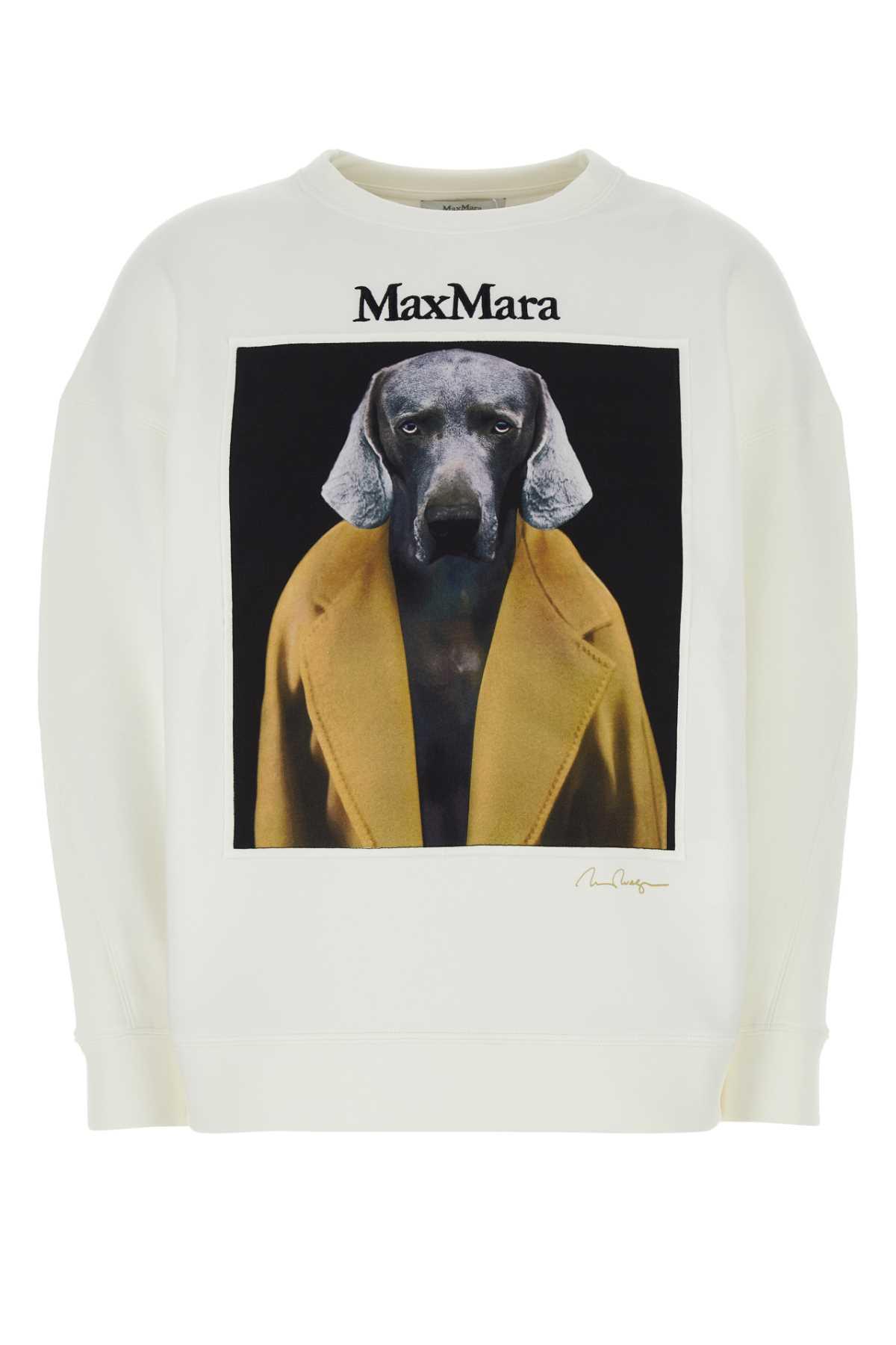 Max Mara Cotton Wegman Dog Sweatshirt in White | Lyst