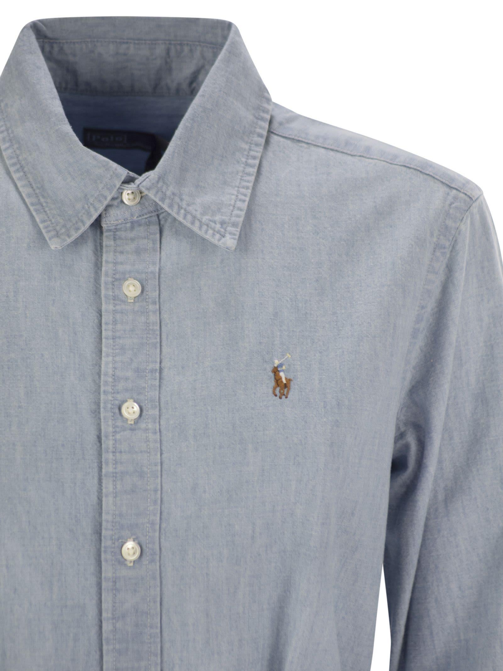 パーティードレス POLO RALPH LAUREN Cotton chemisier with belt Polo Ralph Lauren Cotton Chemisier With Belt in Gray | Lyst