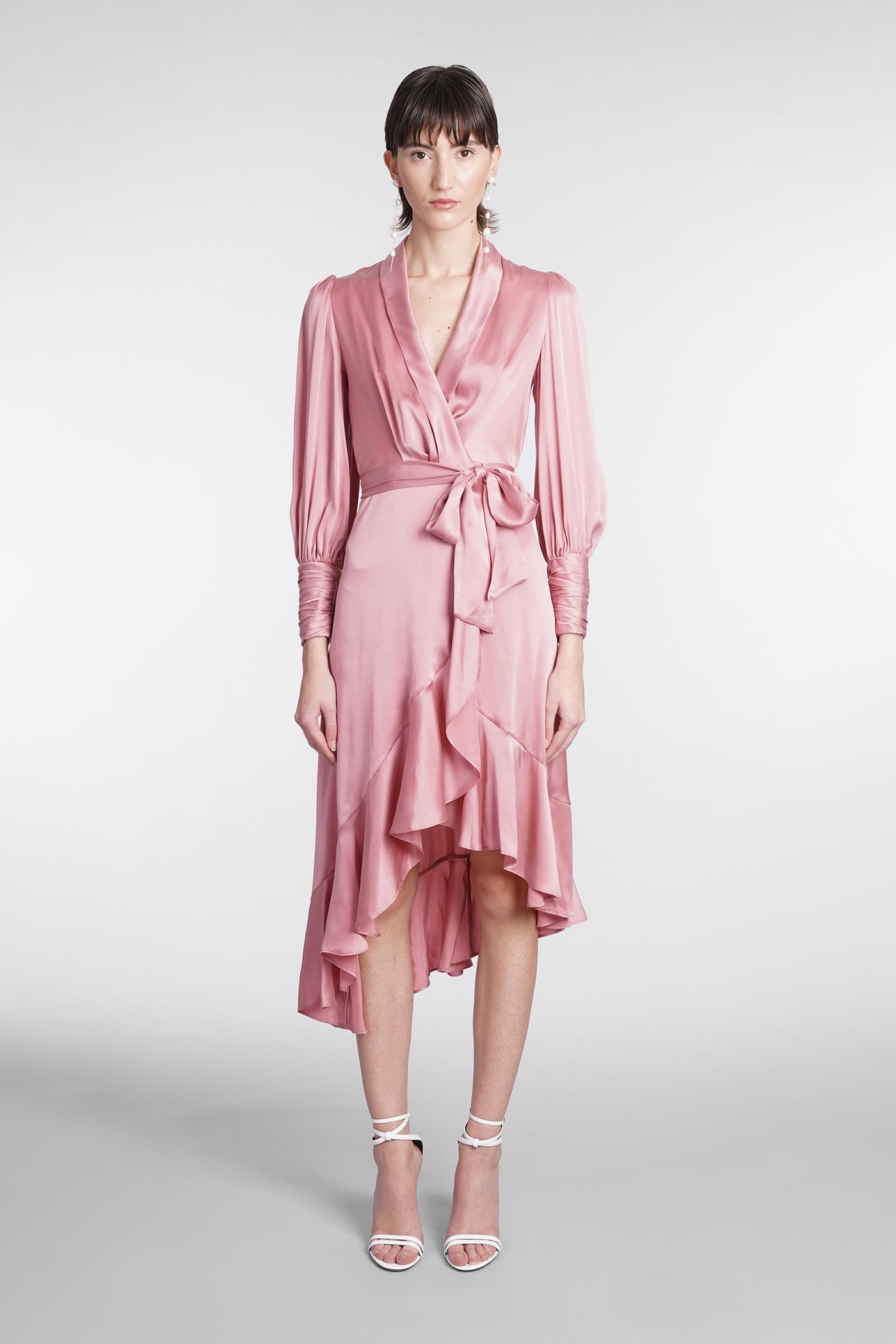 Zimmermann Dress In Rose-pink Silk in Red | Lyst