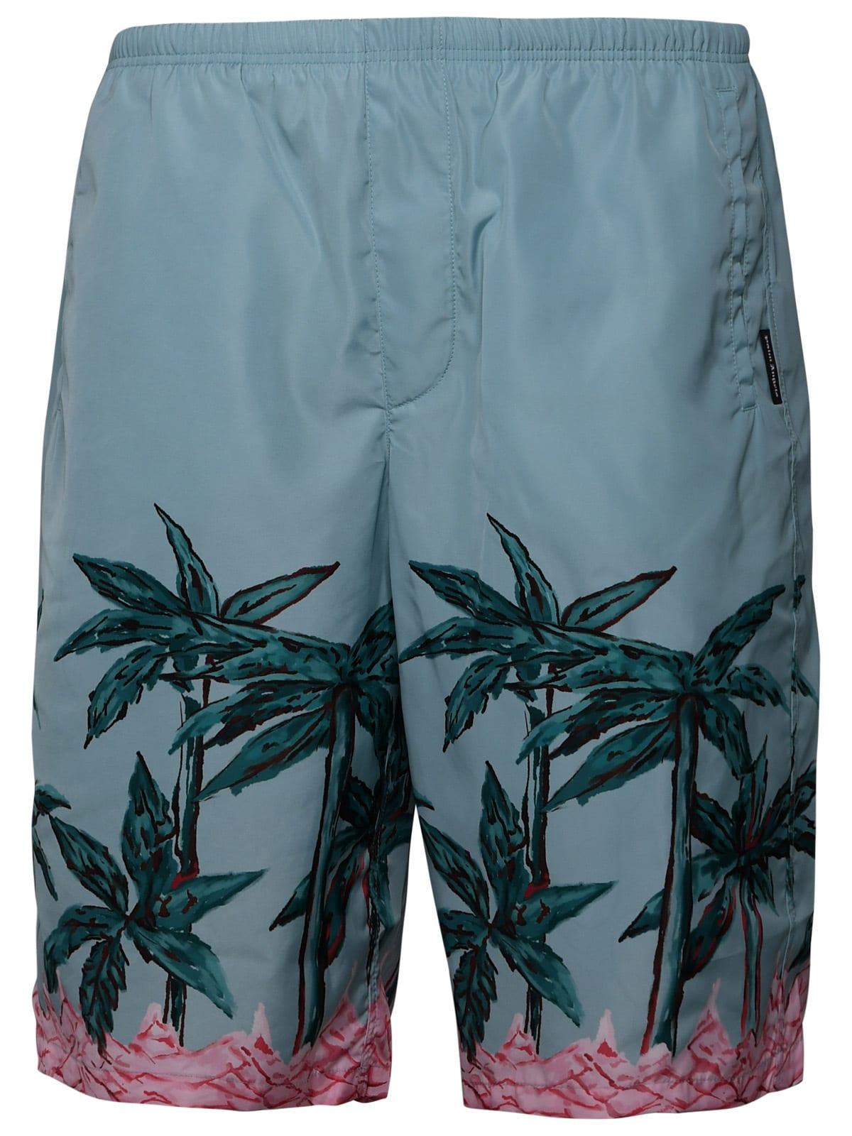 Palm Angels Light Blue Polyester Bermuda Shorts for Men | Lyst