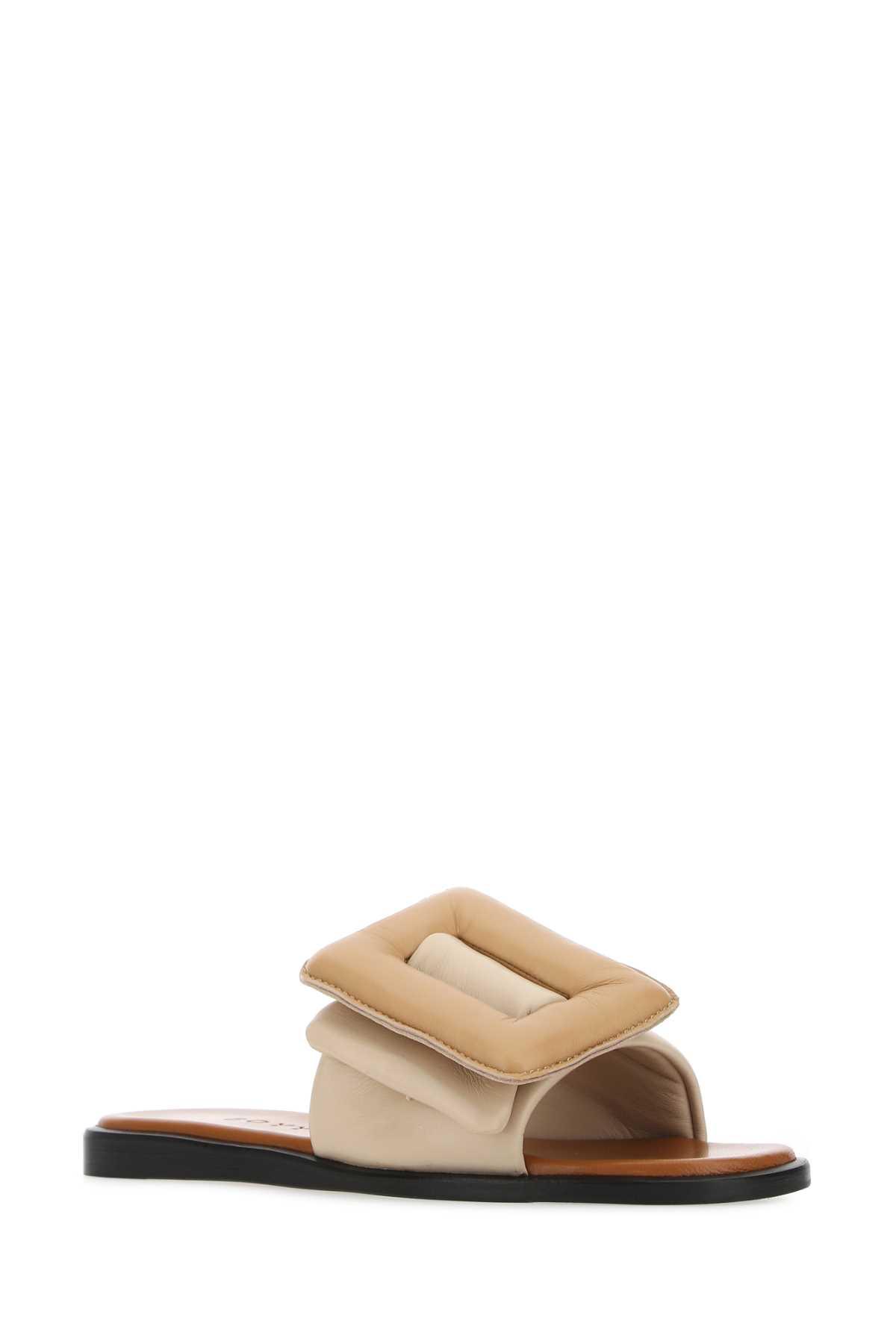 Boyy Two Tone Leather Puffy Slippers in Natural Lyst UK
