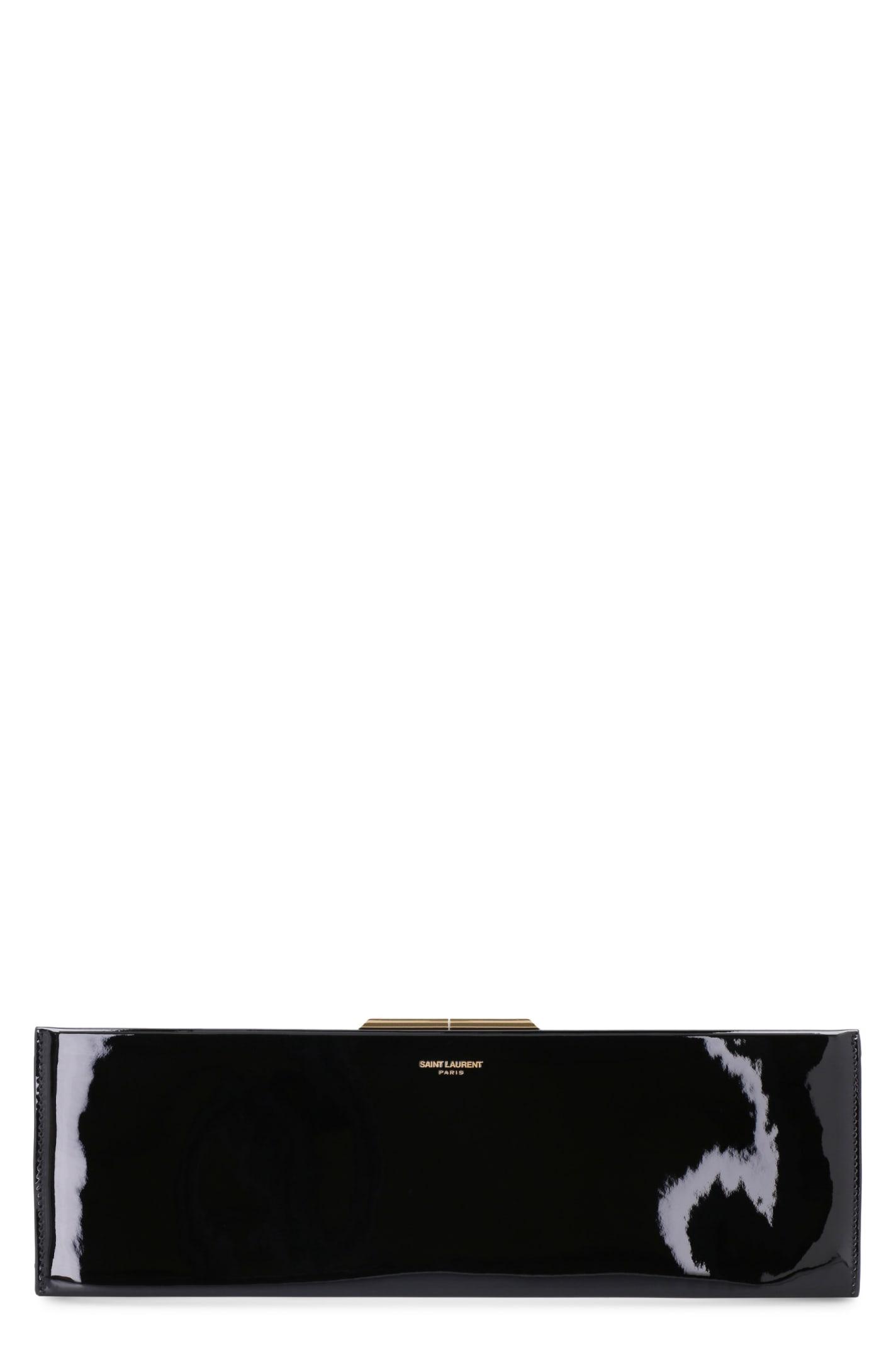 Saint Laurent Midnight Patent Leather Clutch in Black | Lyst