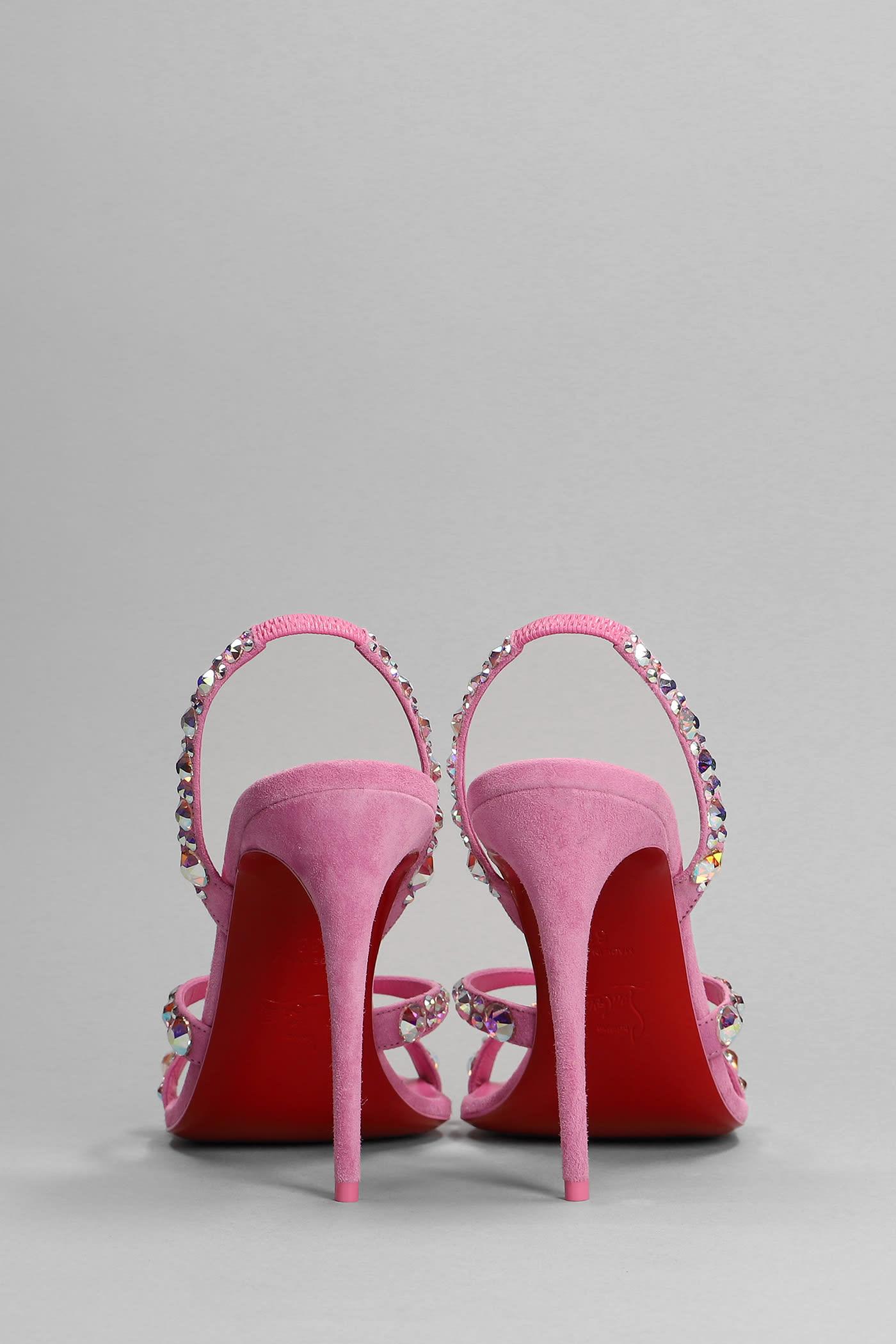 Christian Louboutin Emilie 100 Sandals In Suede in Pink | Lyst