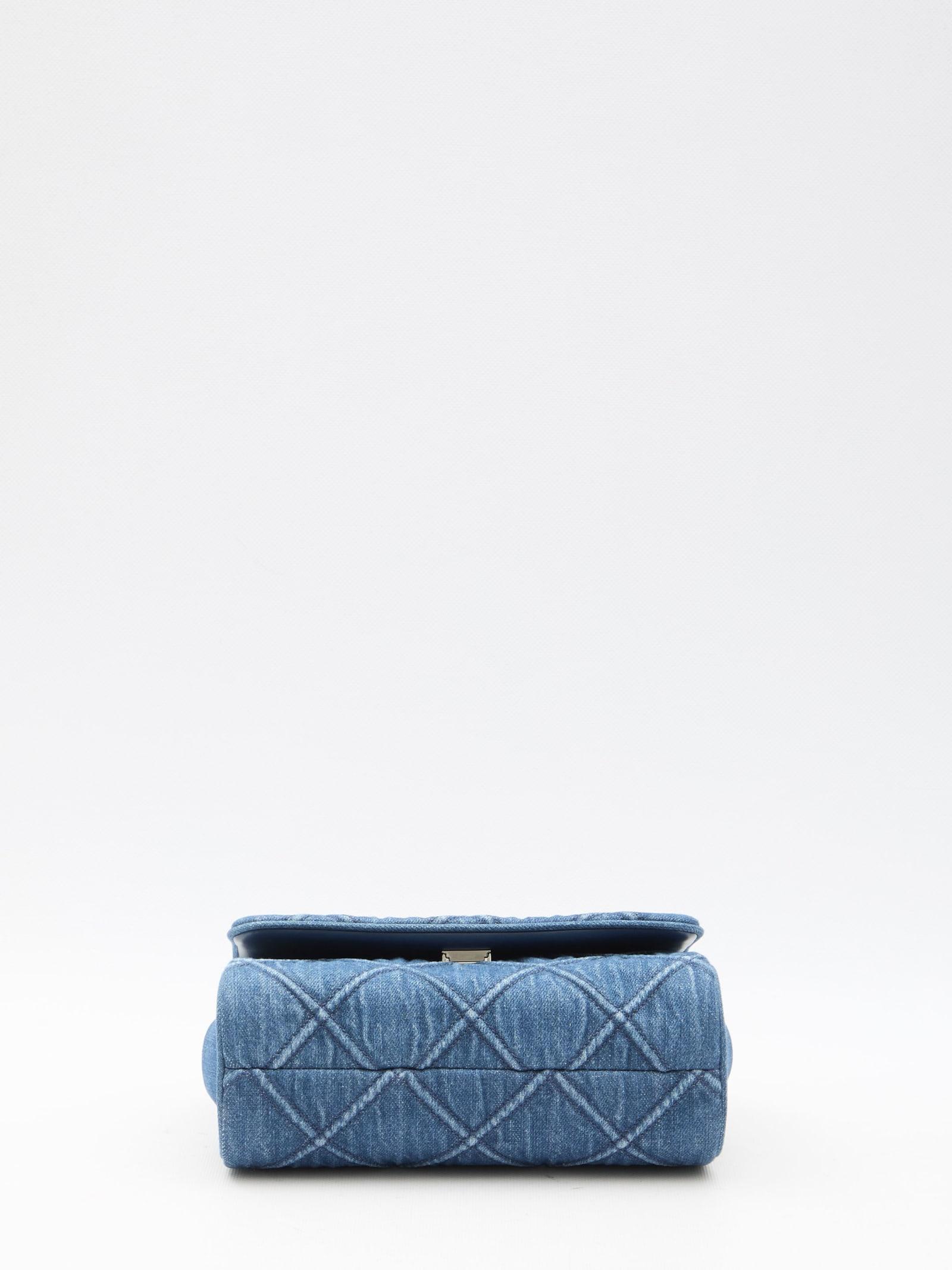 ●Fallett● Asymmetric bag denim light blue FA2401BG12BL Women's 1DR - Iconic shoulder bag in denim and crystals