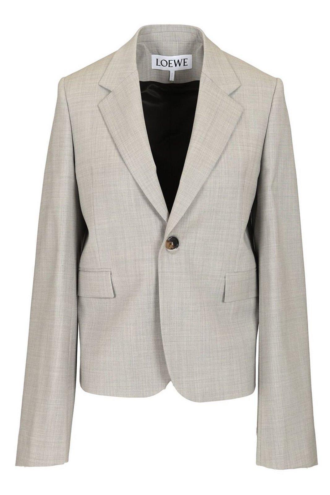 ジャケット LOEWE NAVY BLUE SINGLE-BREASTED JACKET IN WOOL Loewe Navy blue single-breasted jacket in wool | TheDoubleF