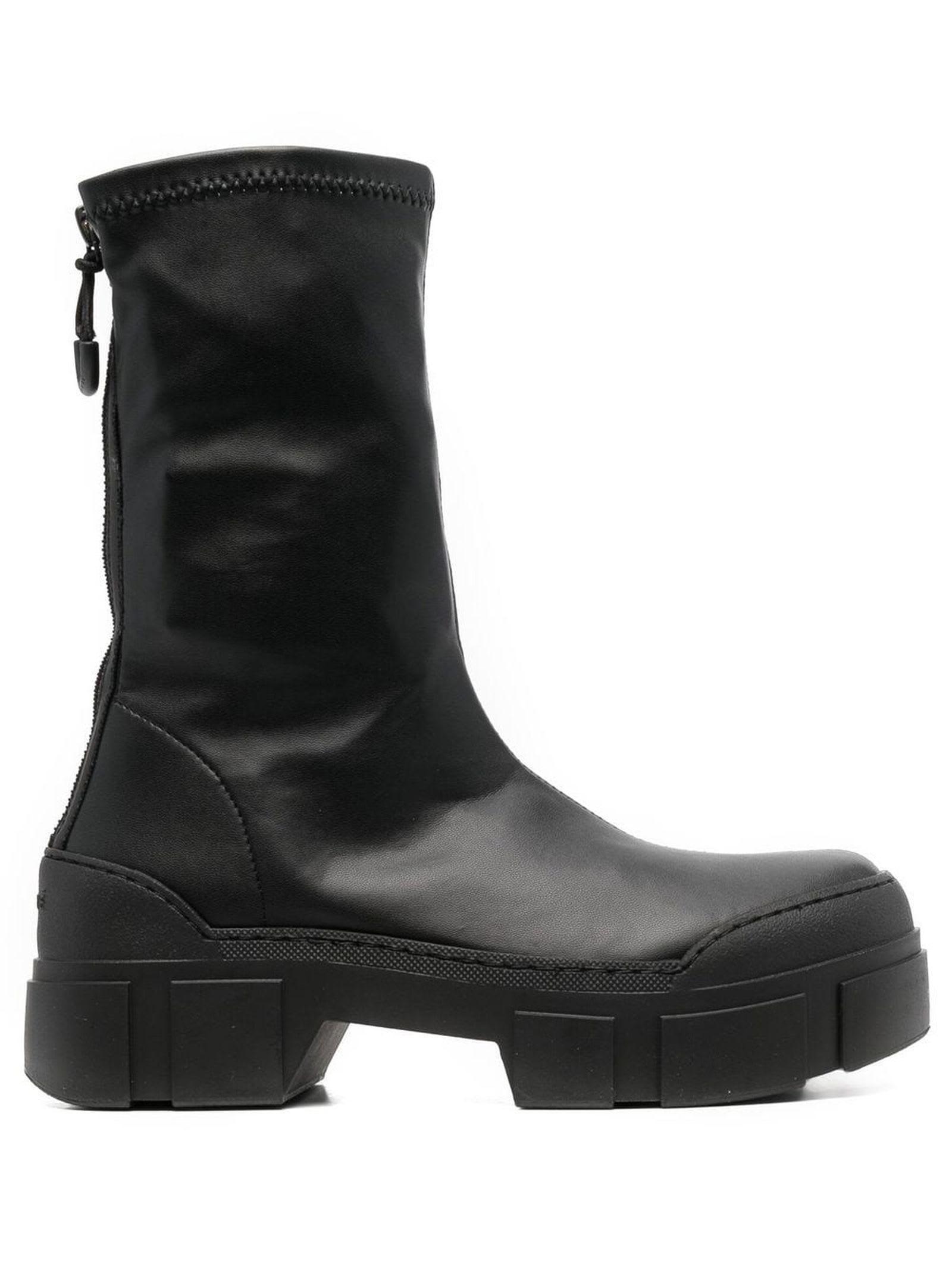 Vic Matié Black Faux Leather Roccia Ankle Boots | Lyst