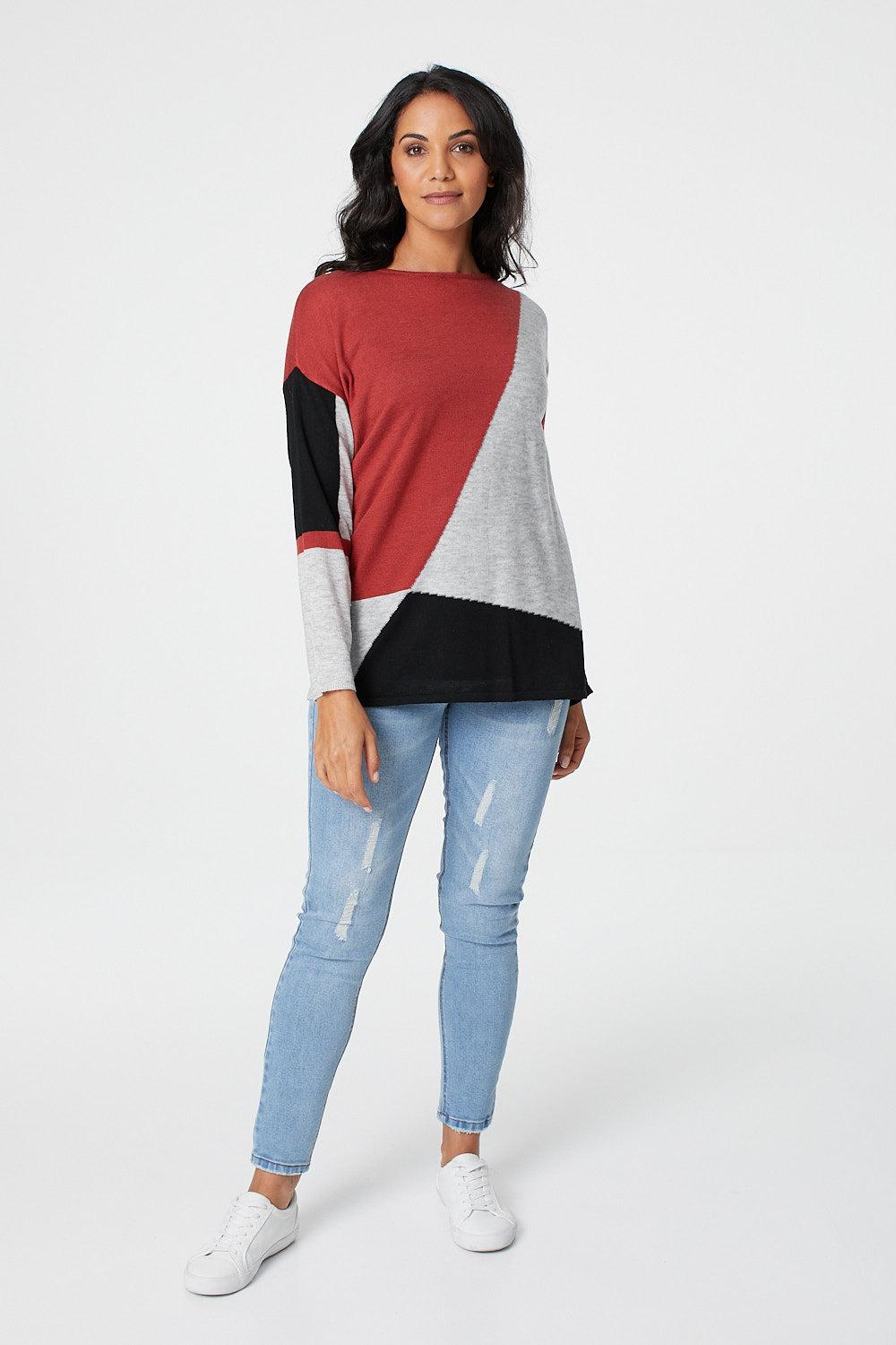 Izabel London Denim Colour Block Fine 