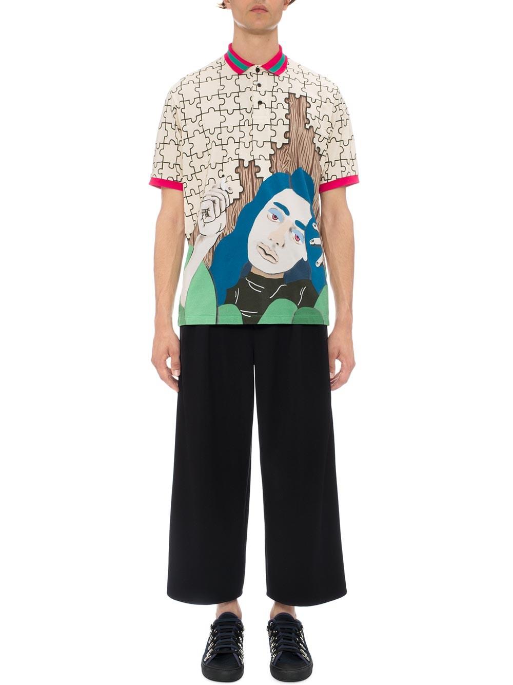 JW Anderson Cotton Graphic Face Polo 