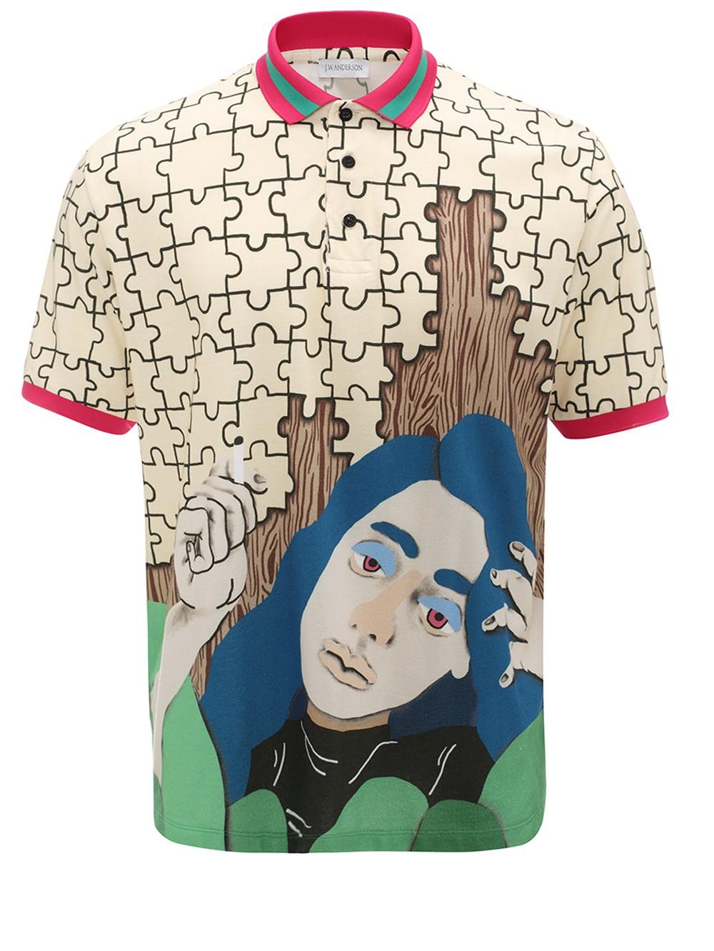 JW Anderson Cotton Graphic Face Polo 