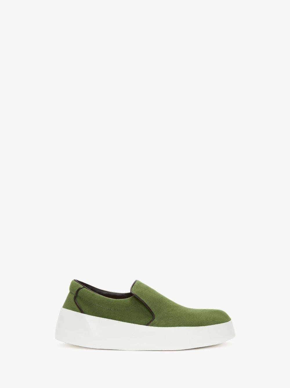 Olive green slip ons sale