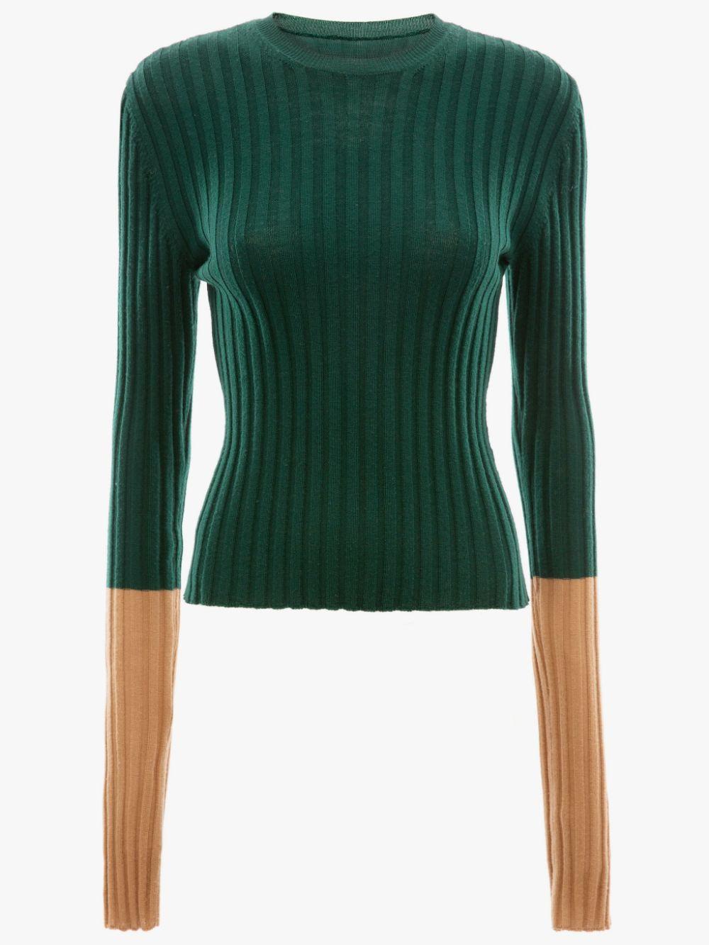 JW Anderson Wool Long Sleeve Ribbed Top in Green - Lyst