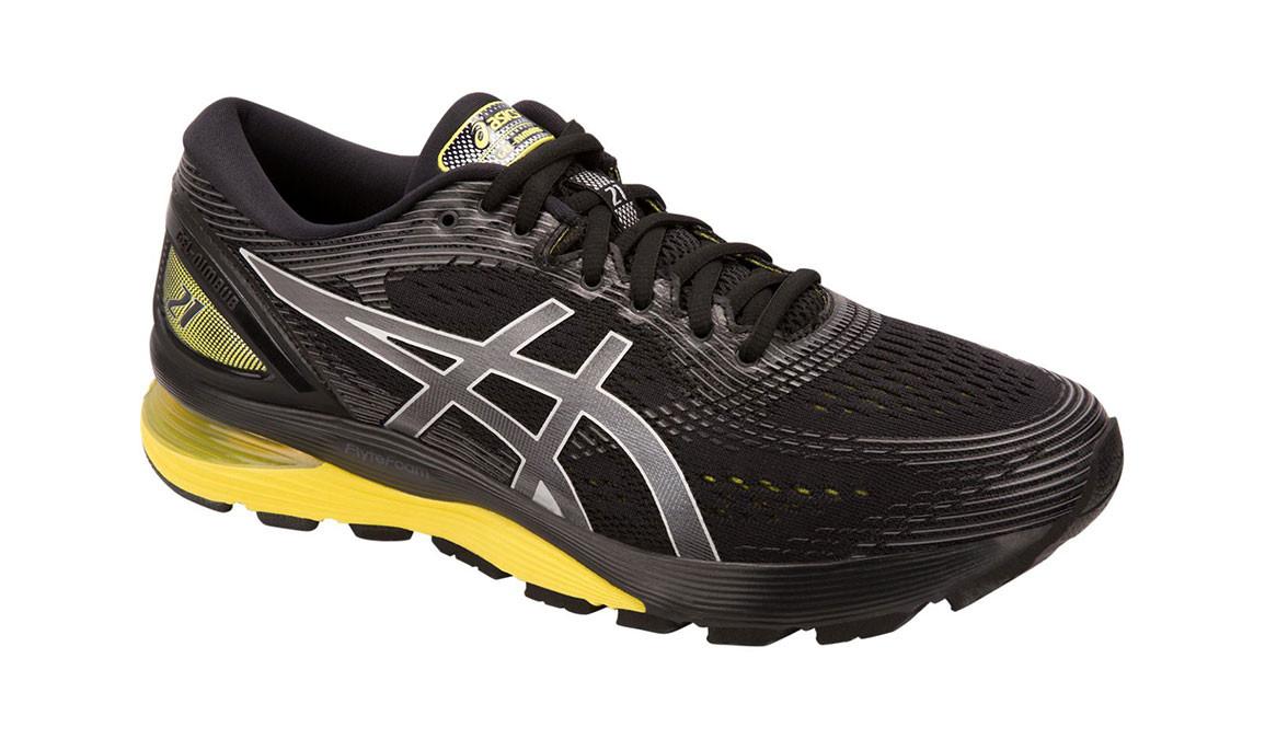 Asics Rubber Gel Nimbus 21 Running Shoe In Black Yellow Black